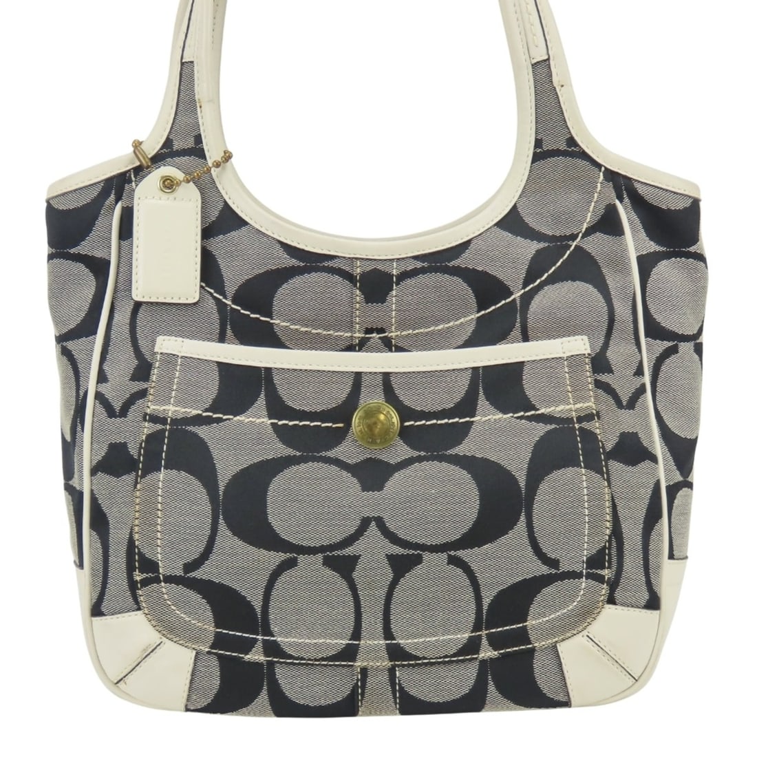 Coach Tote Bag 10766 Signature Canvas Leather Grey White Women's COACH: --- Catalog ---Category: SizeSize (HxWxD): 23cm x 29cm x 11cm / 9.05'' x 11.41'' x 4.33''Category: DesignType: Tote bagColor: Gray, WhiteGender: WomenMaterial: Canvas , Leather Category: GeneralBrand: