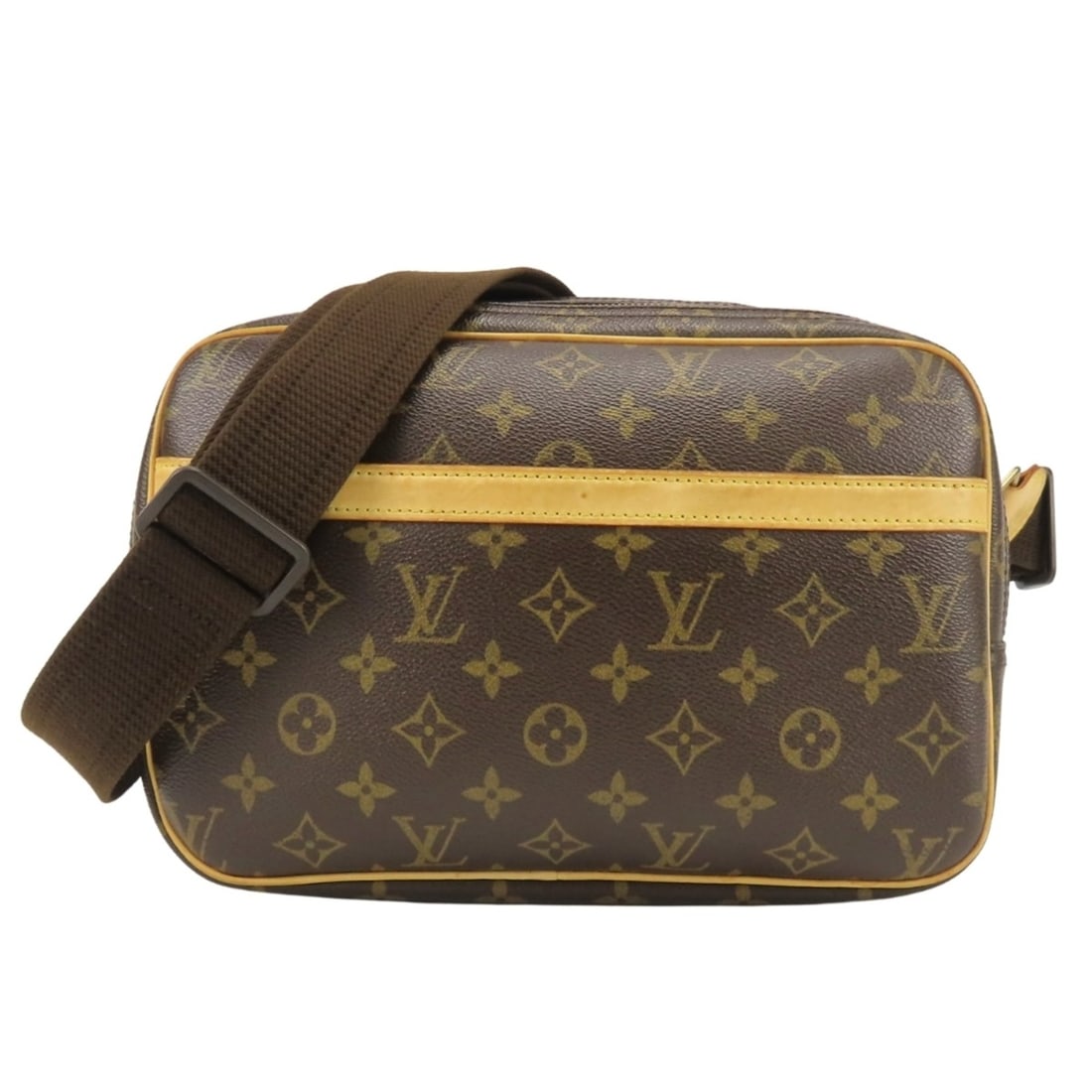 Louis Vuitton Reporter PM Shoulder Bag M45254 Monogram Natural Leather Brown Crossbody for Women (1 of 20)