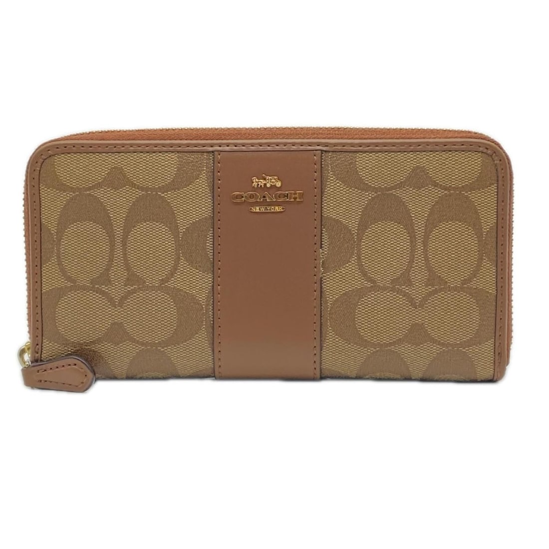 COACH Signature Round Zip Long Wallet F54630 Brown Beige Multicolor (1 of 20)