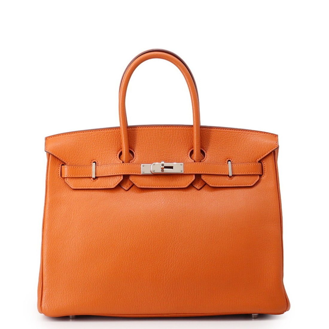 Hermes Birkin 35 Orange Chevre Mysore ?J stamp HERMES handbag women's: --- Catalog ---Category: SizeWeight: 1.16kg / 2.55lb.Size (HxWxD): 27cm x 35cm x 18.5cm / 10.62'' x 13.77'' x 7.28''Category: DesignType: HandbagColor: OrangeGender: WomenClosure: FlapMaterial: Chevre