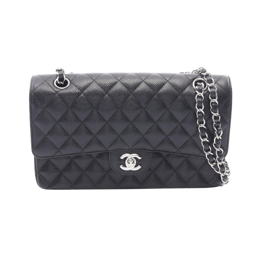Chanel Matelassé Double Flap Shoulder Bag/Handbag, Caviar Leather (Grained Calfskin), Women's,: --- Catalog ---Category: SizeSize (HxWxD): 16cm x 25cm x 6.5cm / 6.29'' x 9.84'' x 2.55''Category: DesignType: Handbag, Shoulder bagColor: BlackGender: WomenMaterial: Grained Calfskin Category: Genera