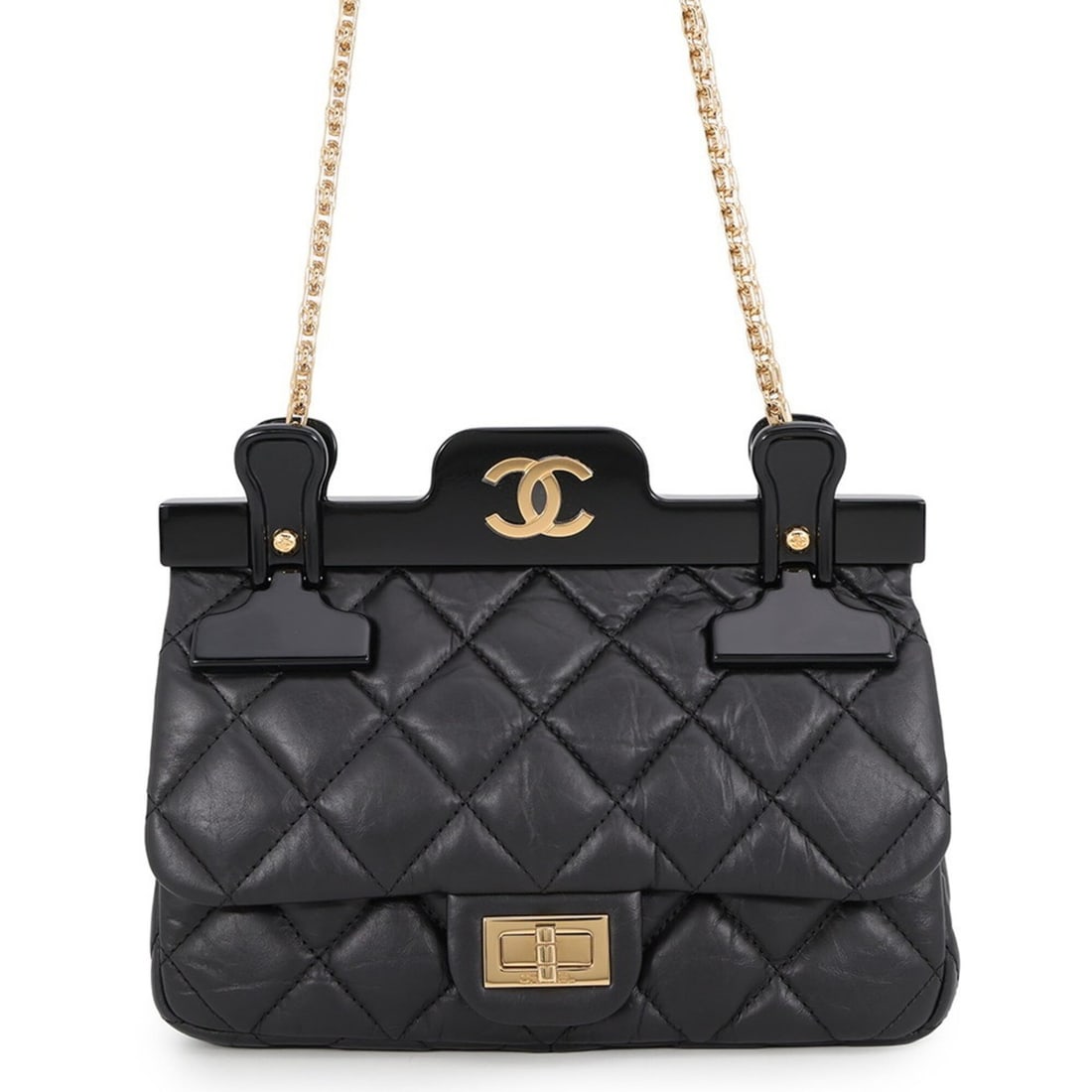 Chanel Chain Shoulder Bag, Matelassé, Coco Mark, 2.55, Reissue, Hanger, Lambskin, CHANEL, Black,: --- Catalog ---Category: SizeWeight: 570g / 1.25lb.Size (HxWxD): 17cm x 21cm x 7cm / 6.69'' x 8.26'' x 2.75''Strap Length: 114cm / 44.88''Category: DesignType: Handbag, Shoulder bagColor: BlackGender: