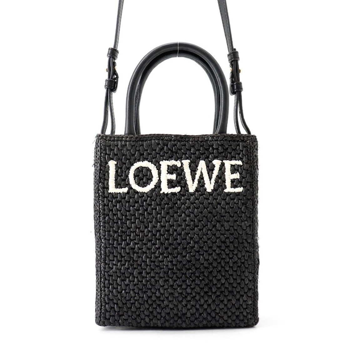 Loewe Standard A5 Tote Handbag, Raffia Leather, A563S30X09, LOEWE 2-way Shoulder Bag, Black, Handbag (1 of 18)