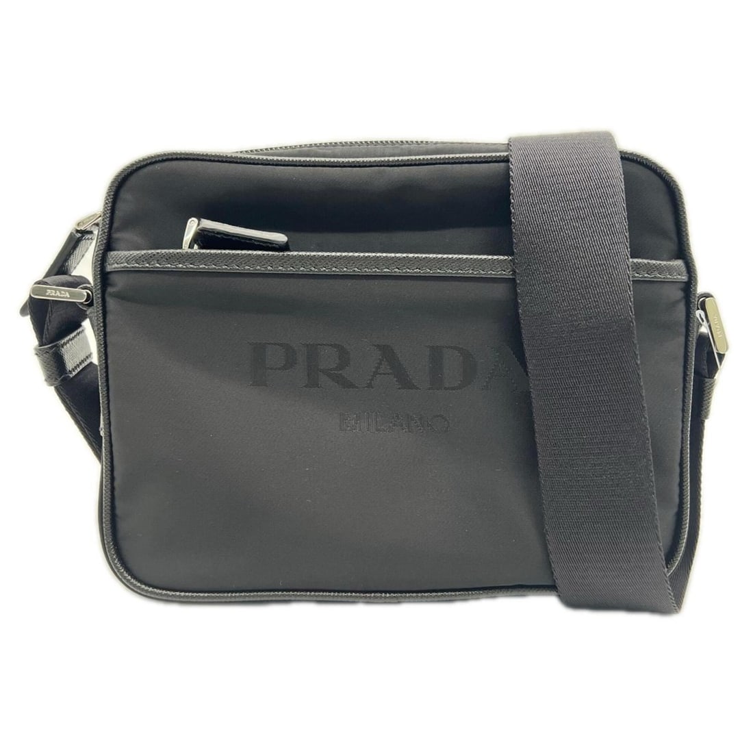 PRADA Tessuto Saffiano Nylon Shoulder Bag NERO 2VH144 Black Men's: --- Catalog ---Category: SizeWeight: 283g / 9.98oz.Size (HxWxD): 16cm x 20cm x 4cm / 6.29'' x 7.87'' x 1.57''Strap Length: 119cm / 46.85''Category: DesignType: Shoulder bagColor: BlackGender: MenClosu
