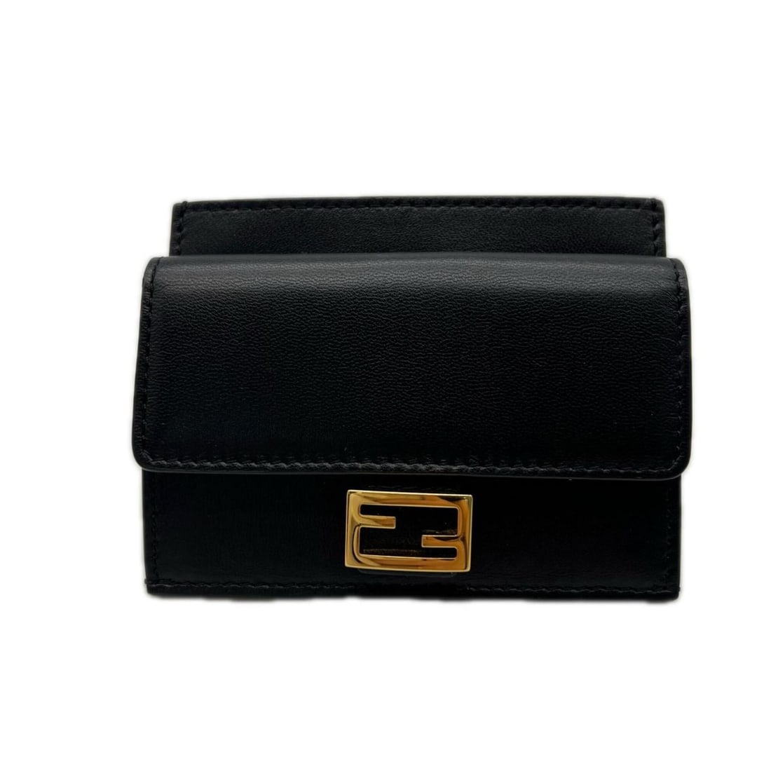 FENDI FF Embossed Fragment Case 8M0423 Business Card Holder/Card Black Lambskin Women's (1 of 14)