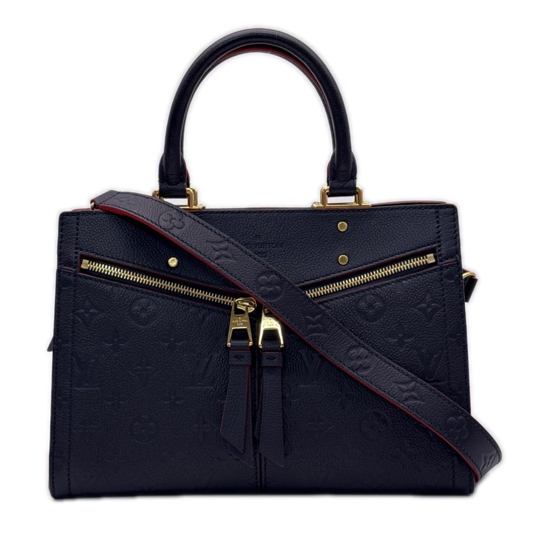 LOUIS VUITTON Monogram Empreinte Three PM Marine Rouge M54195 Handbag Navy Red Calf Leather Women's: --- Catalog ---Category: SizeWeight: 780g / 1.71lb.Size (HxWxD): 20cm x 28cm x 12cm / 7.87'' x 11.02'' x 4.72''Strap Length: 101cm / 39.76''Handle Length: 28cm / 11.02''Category: DesignType: HandbagCo