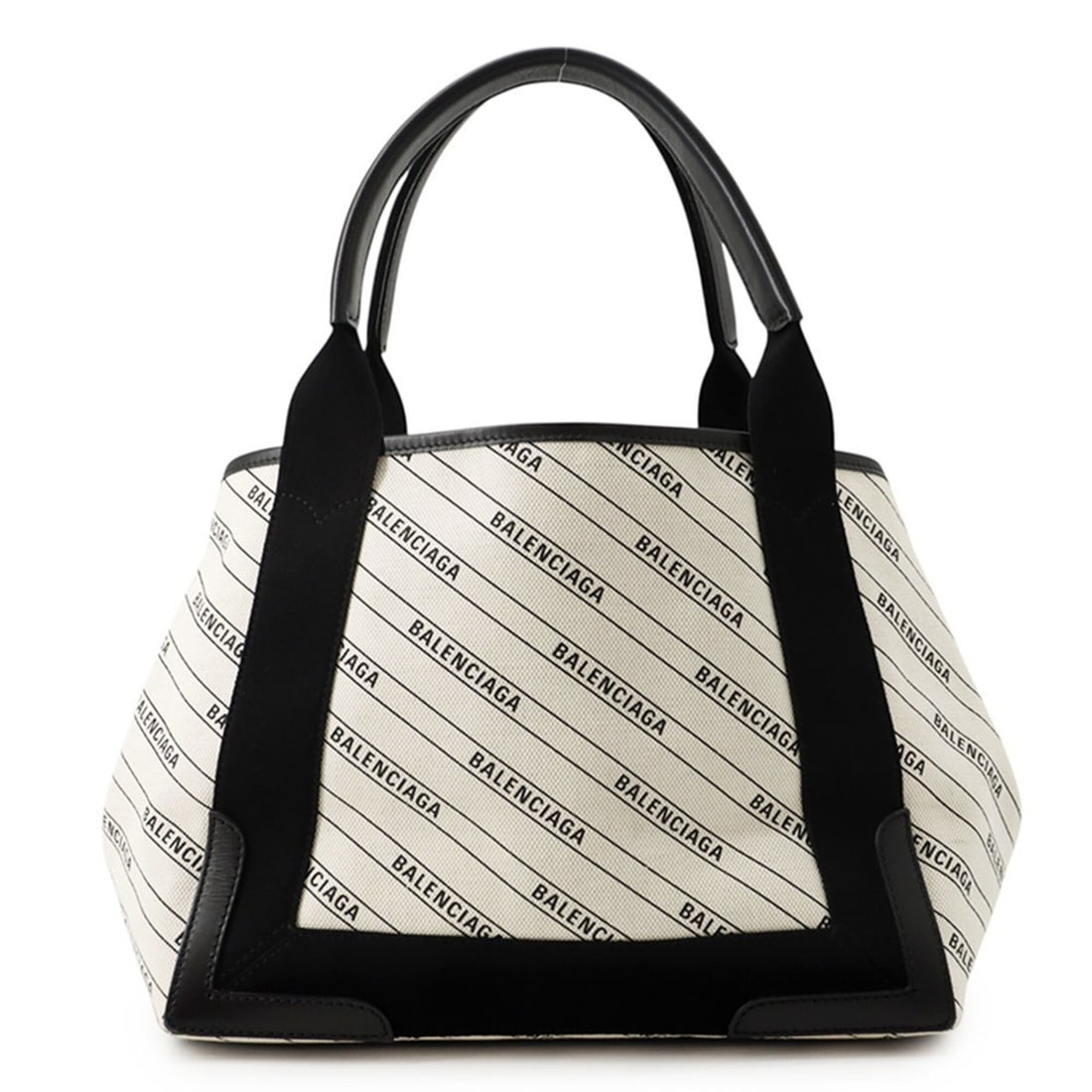 Balenciaga tote bag, navy cabas S, 339933, BALENCIAGA, white and black, handbag, women's, BALENCIAGA: --- Catalog ---Category: SizeWeight: 530g / 1.16lb.Size (HxWxD): 22.5cm x 29cm x 17.5cm / 8.85'' x 11.41'' x 6.88''Category: DesignType: Handbag, Tote bagColor: Black, WhiteGender: WomenMaterial: Canv