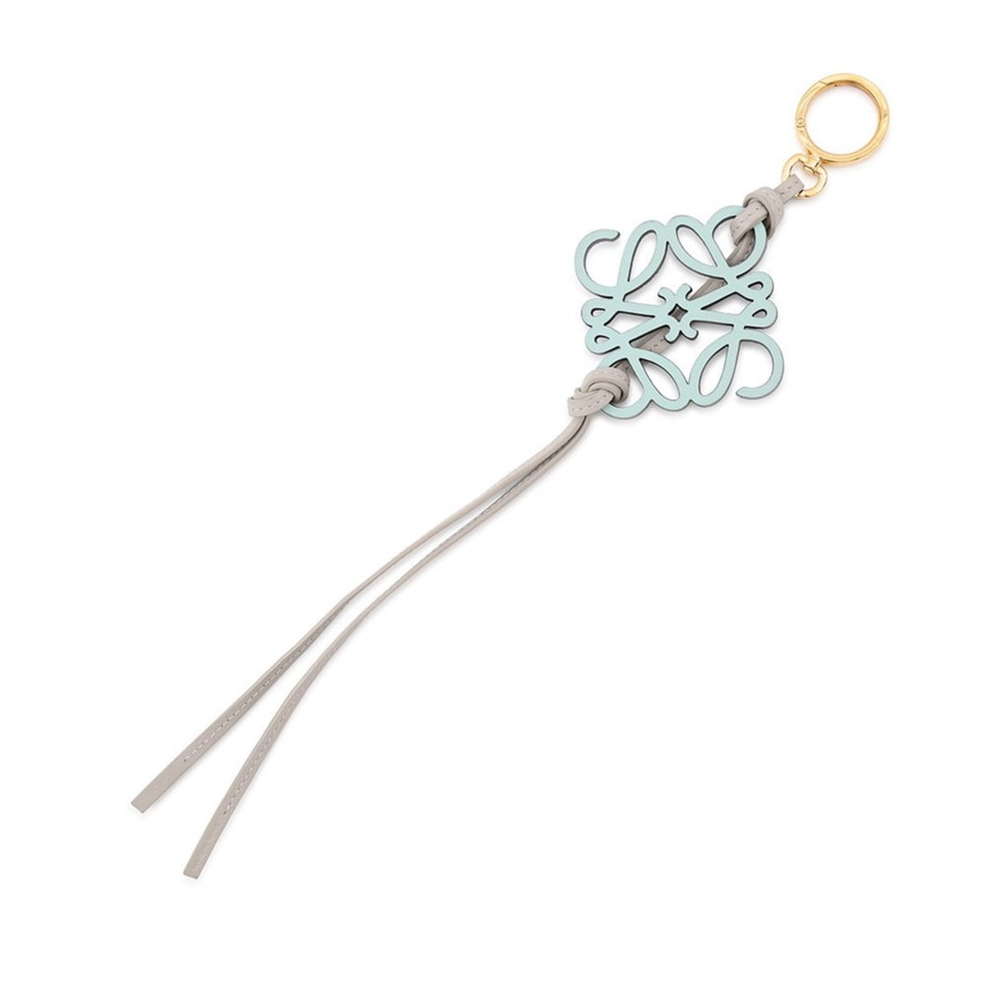 Loewe accessory bag charm Anagram Classic Calf C621232XDB LOEWE: --- Catalog ---Category: DesignType: Handbag charmColor: Gray, Light blue, WhiteGender: WomenMaterial: LeatherCategory: GeneralBrand: LoeweCountry of Origin: Italy--- Item List ---Section: ConditionRa