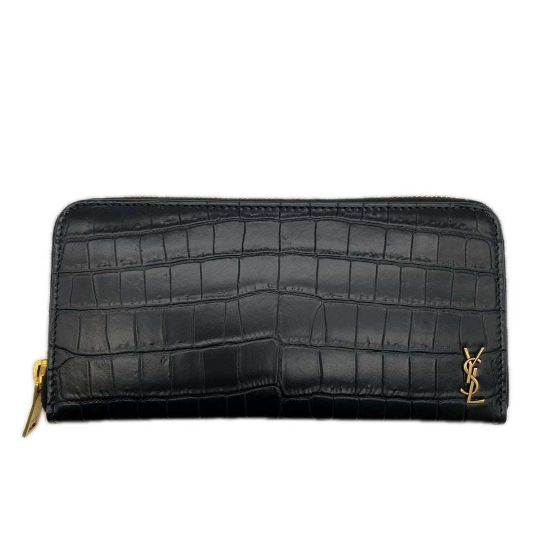 YVES SAINT LAURENT Embossed Leather Zip-Around Wallet Tiny Cassandra 630201 Long Black Calf Men's: --- Catalog ---Category: SizeWeight: 200g / 7.05oz.Size (HxWxD): 9.5cm x 19cm x 2.5cm / 3.74'' x 7.48'' x 0.98''Category: DesignType: Long wallet (bi-fold)Color: BlackGender: MenClosure: ZipperMateria