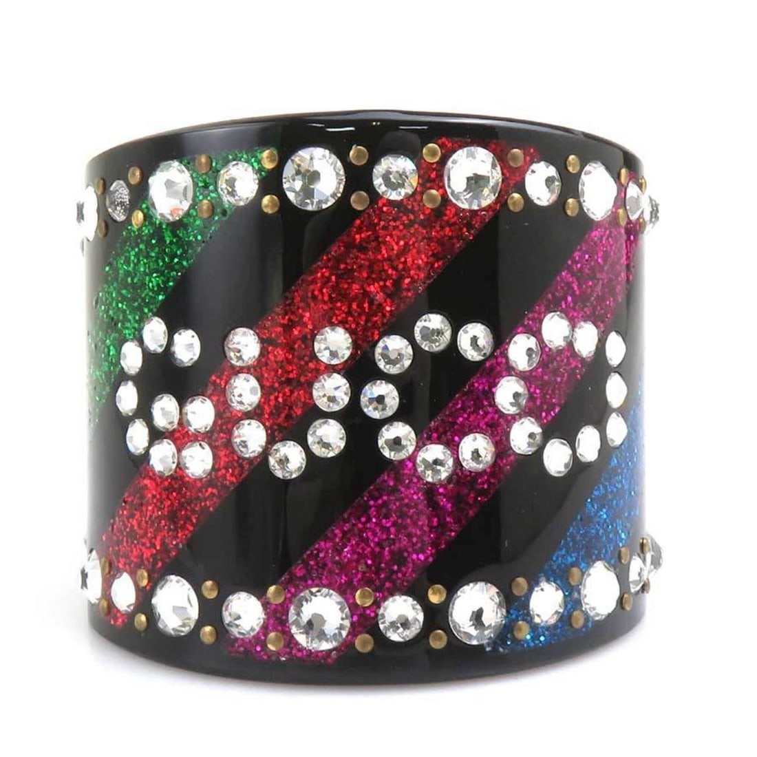 Gucci Bangle, Plastic, Rhinestone, Black, Multicolor, Women's, 56802j: --- Catalog ---Category: SizeWidth: 6cm / 2.36''Length: 15.5cm / 6.1''Category: DesignType: BangleColor: Black, Multi-colorGender: WomenMaterial: Plastic, RhinestoneCategory: GeneralBrand: Gucci--- It