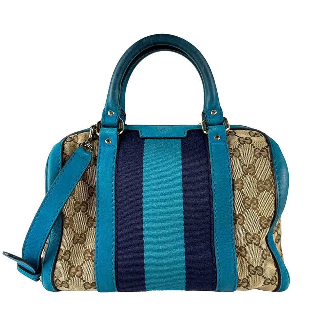 Gucci shoulder bag/handbag, GG canvas and leather, turquoise blue brown, women's, 269876 z10823: --- Catalog ---Category: SizeSize (HxWxD): 15cm x 27cm x 15cm / 5.9'' x 10.62'' x 5.9''Category: DesignType: Handbag, Shoulder bagColor: Brown, TurquoiseGender: WomenMaterial: GG canvas , Leather Cate