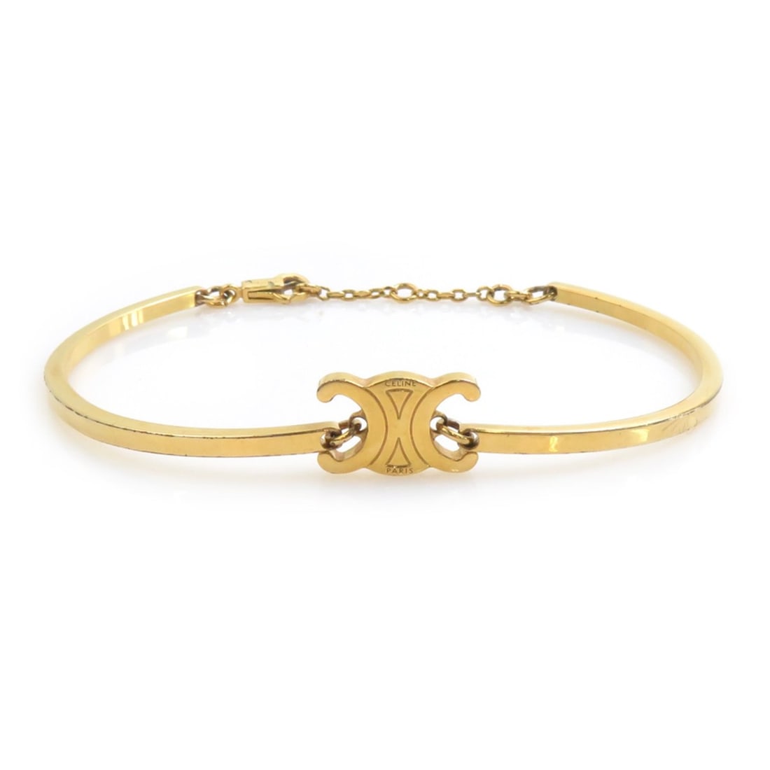 Celine Triomphe Metal Gold Bracelet for Women h32461b: --- Catalog ---Category: SizeLength: 18cm / 7.08''Category: DesignType: Charm braceletColor: GoldGender: WomenMaterial: MetalCategory: GeneralBrand: Celine--- Item List ---Section: ConditionRanking: R