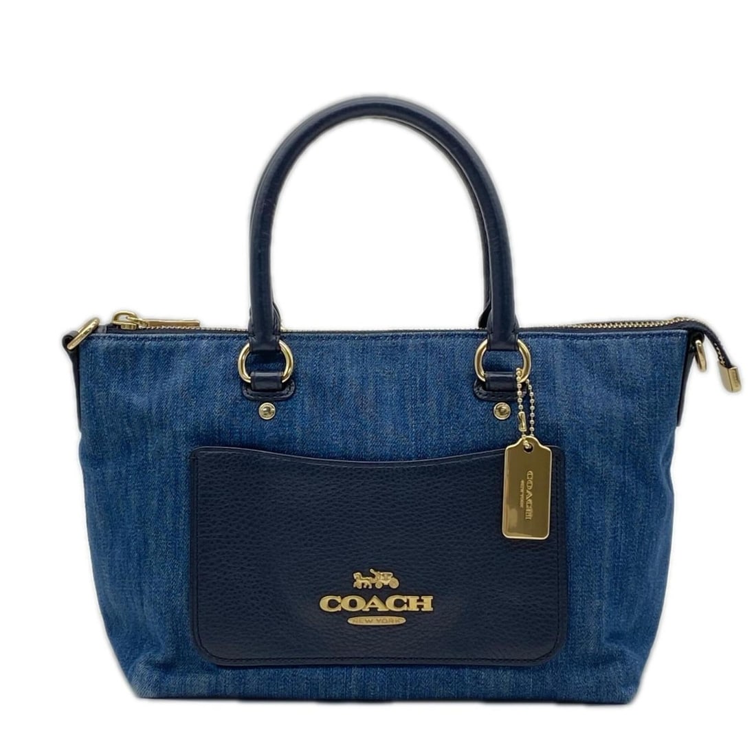 COACH Denim Canvas Pebbled Leather Mini Emma Satchel F44719 Handbag Blue Women's: --- Catalog ---Category: SizeSize (HxWxD): 18.5cm x 22.5cm x 11cm / 7.28'' x 8.85'' x 4.33''Category: DesignType: HandbagColor: BlueGender: WomenMaterial: Denim Category: GeneralBrand: Coach--- Item L