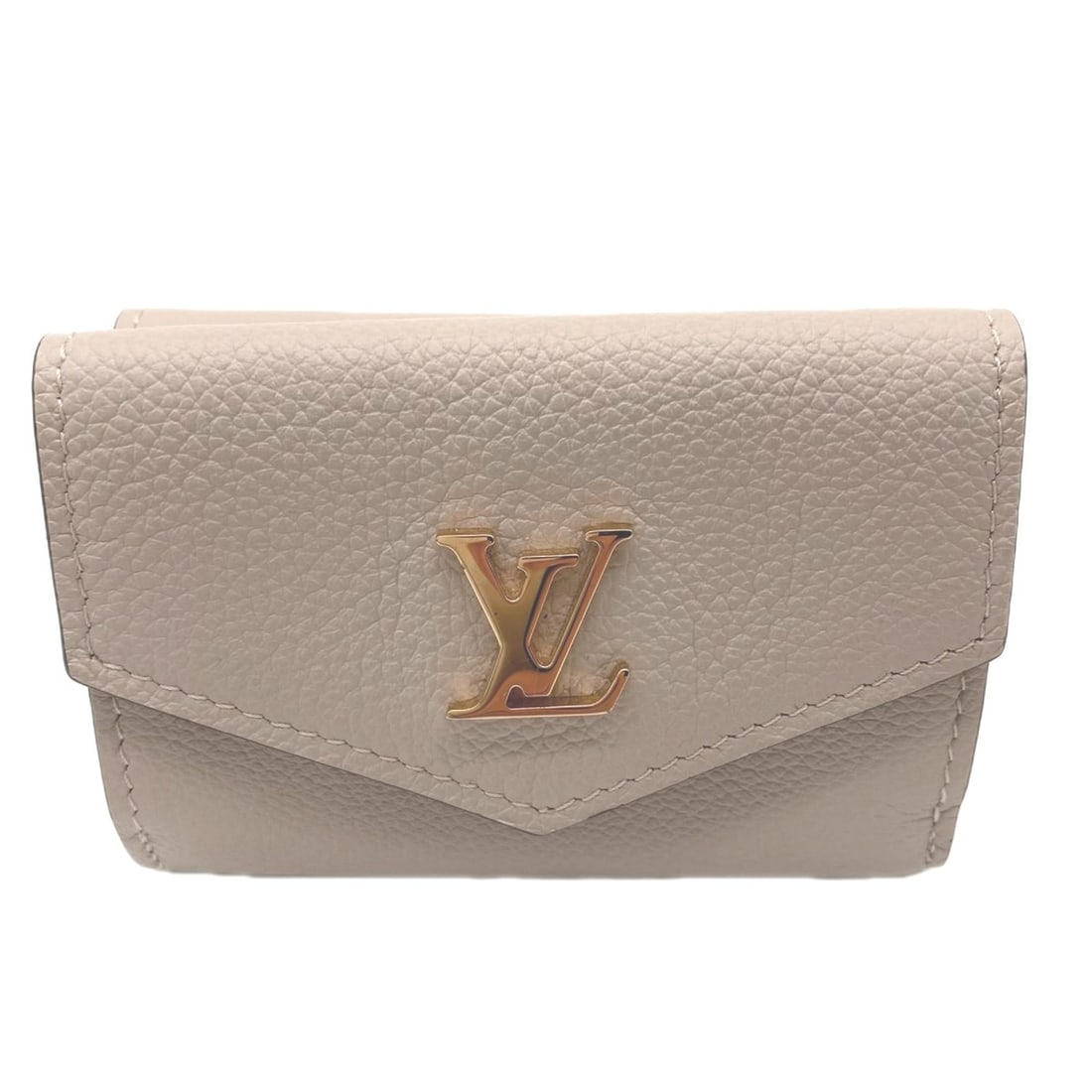 LOUIS VUITTON Taurillon Portefeuille Lock Mini Tourtrell M69340 Tri-fold Wallet Beige Leather: --- Catalog ---Category: SizeWeight: 71g / 2.5oz.Size (HxWxD): 7cm x 10cm x 2cm / 2.75'' x 3.93'' x 0.78''Category: DesignType: Wallet (tri-fold)Color: BeigeGender: WomenClosure: Button, Snap fastener