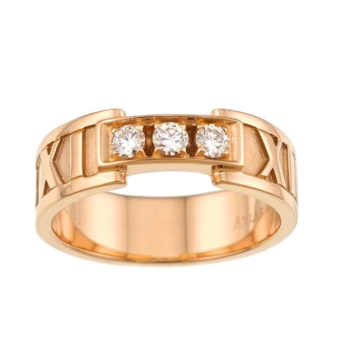 Tiffany & Co. Atlas Ring with Diamonds, 18K Pink Gold (750): --- Catalog ---Category: SizeJP Size: 7US Size: 4Category: DesignType: Band ringGender: WomenMaterial: Pink gold (18K)Category: GeneralBrand: Tiffany--- Item List ---Section: ConditionRanking: Rank SA