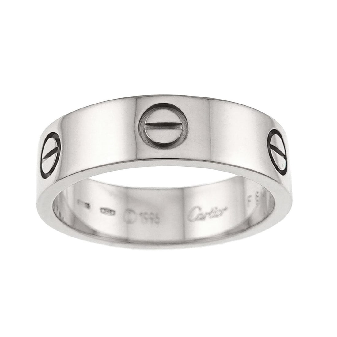 Cartier Love Ring #62, 18K WG (White Gold 750): --- Catalog ---Category: SizeUS Size: 10.5Brand Size: 62Category: DesignType: Band ringGender: MenMaterial: White gold (18K)Category: GeneralBrand: Cartier--- Item List ---Section: ConditionRanking: R