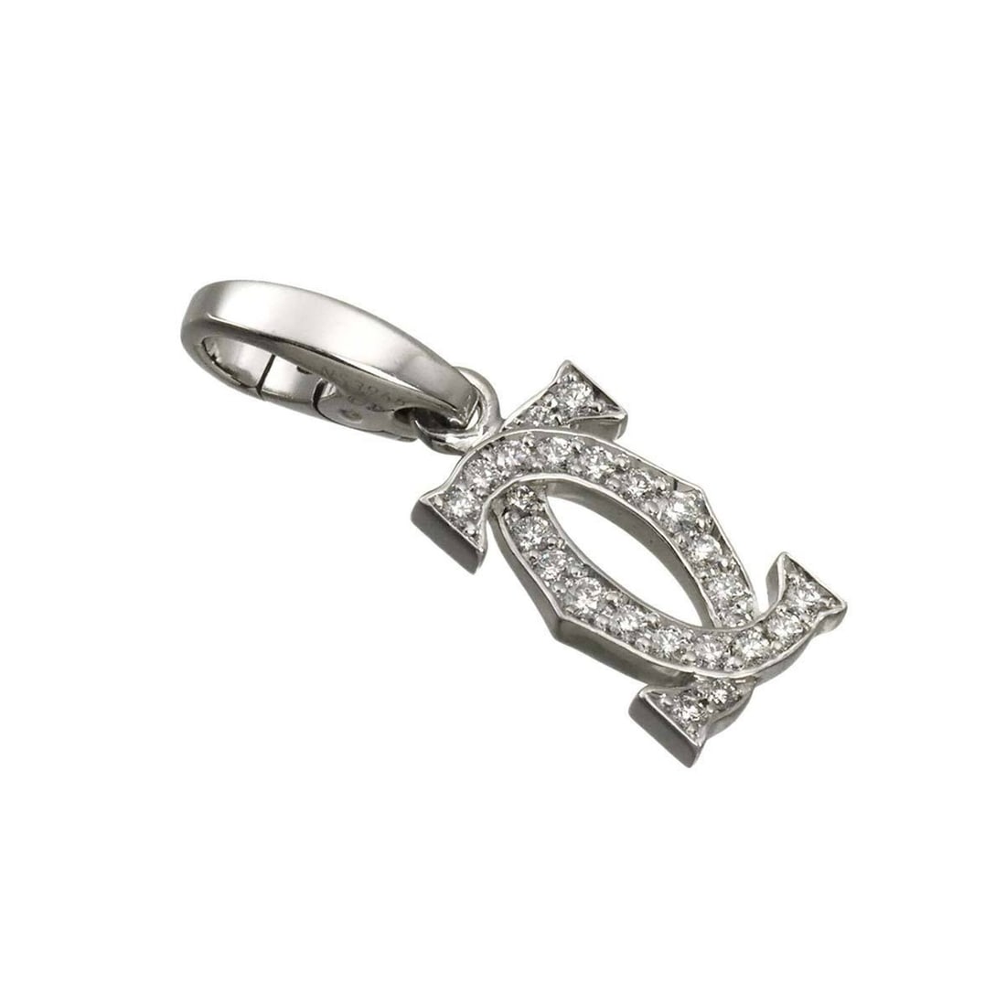 Cartier 2C Diamond Charm 18K WG White Gold 750 Pendant Top (1 of 10)