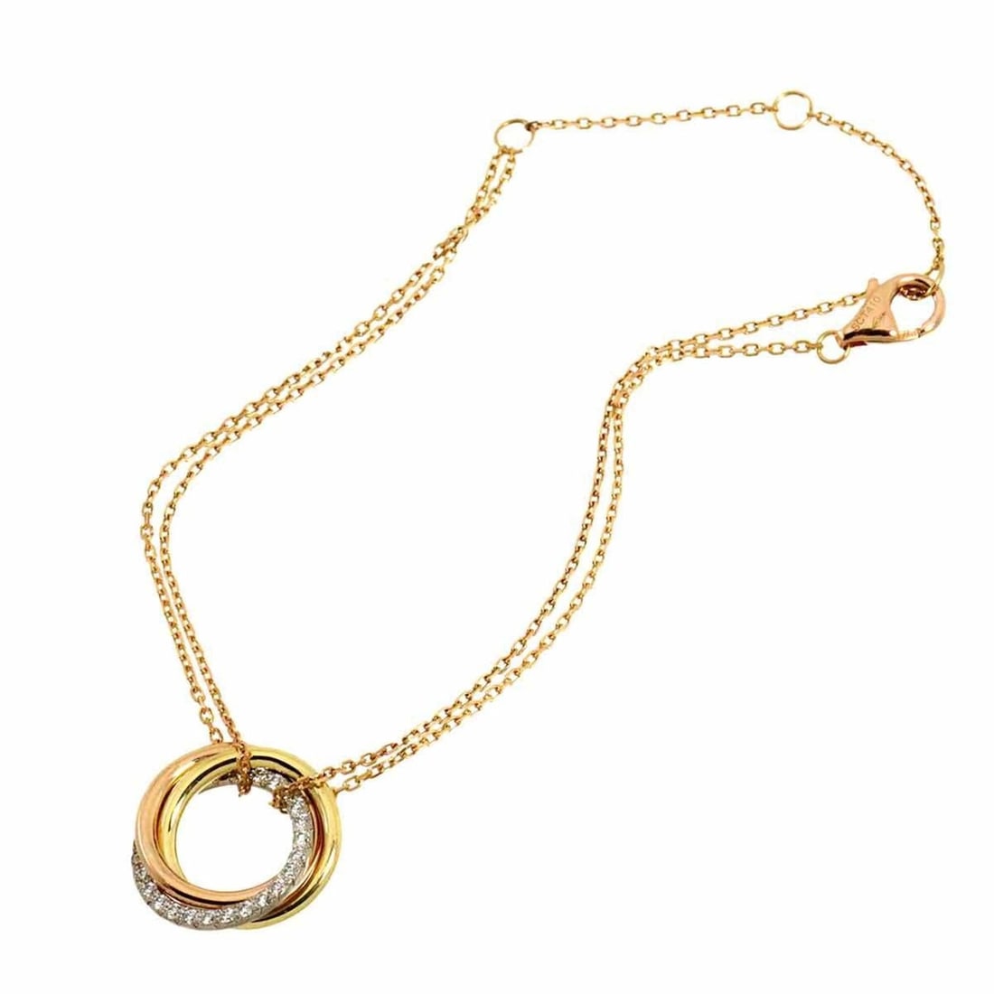 Cartier Trinity Diamond Bracelet, 18cm, 18K Yellow Gold, White Pink Gold 750, Three-Gold,: --- Catalog ---Category: SizeLength: 18cm / 7.08''Category: DesignType: Charm braceletGender: WomenMaterial: Pink gold (18K), White gold (18K), Yellow gold (18K)Category: GeneralBrand: Cartier--- Item