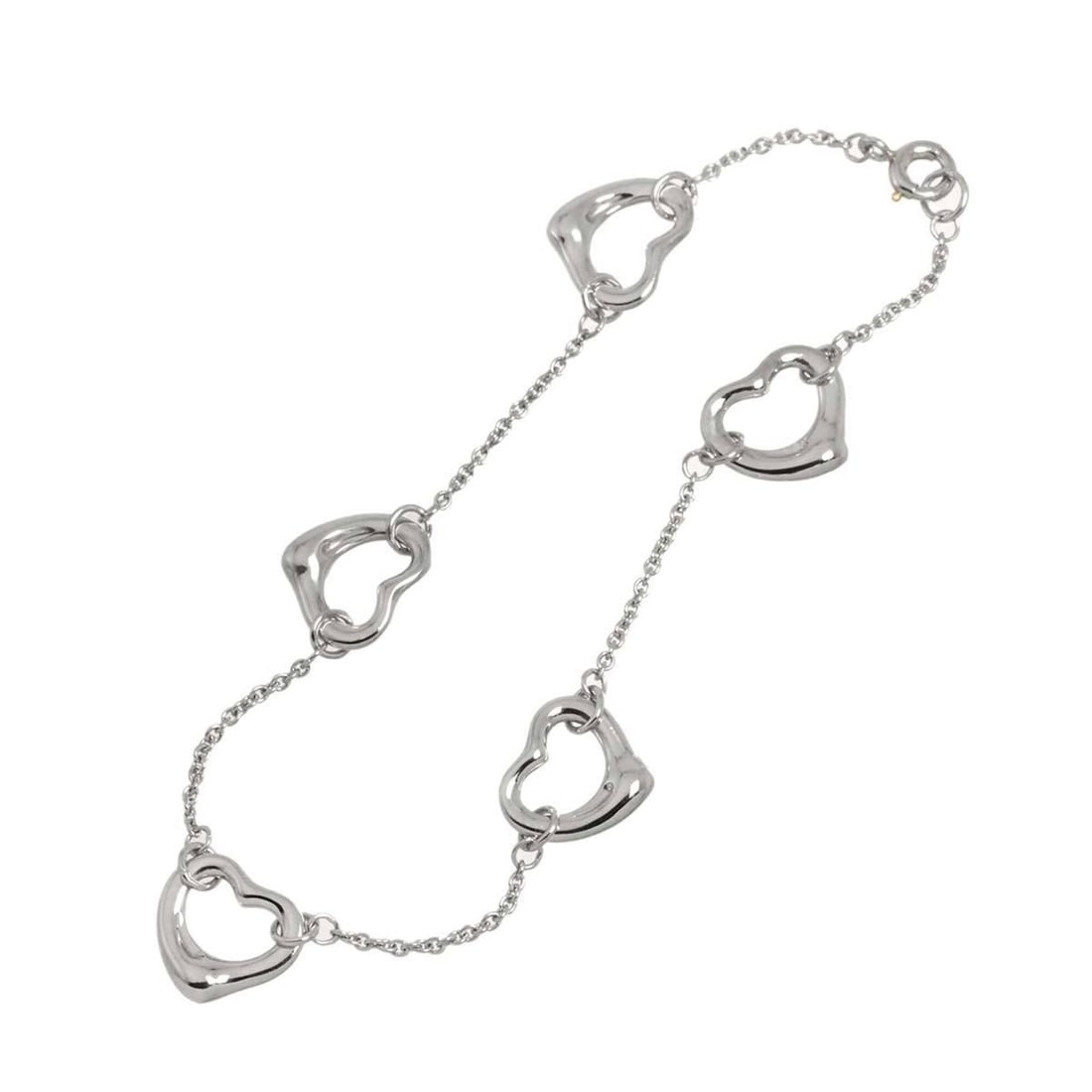 Tiffany & Co. Heart 5P Bracelet 16.5cm Pt Platinum Open: --- Catalog ---Category: SizeLength: 16.5cm / 6.49''Category: DesignType: Charm braceletGender: WomenMaterial: Platinum 950Category: GeneralBrand: Tiffany--- Item List ---Section: ConditionRanking: Ra