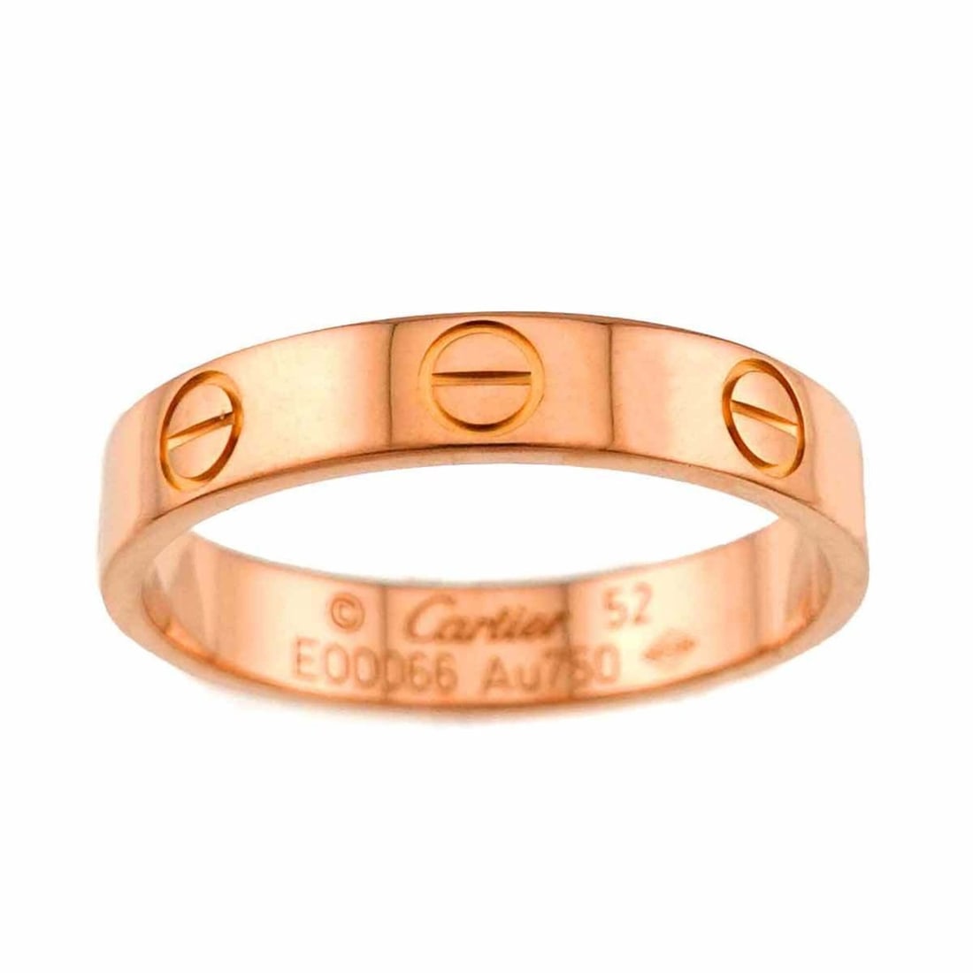 Cartier Mini Love Ring #52, 18K PG Pink Gold 750.: --- Catalog ---Category: SizeJP Size: 11.5US Size: 6Category: DesignType: Band ringColor: Pink goldGender: WomenMaterial: Pink gold (18K)Category: GeneralBrand: Cartier--- Item List ---Section: Condit