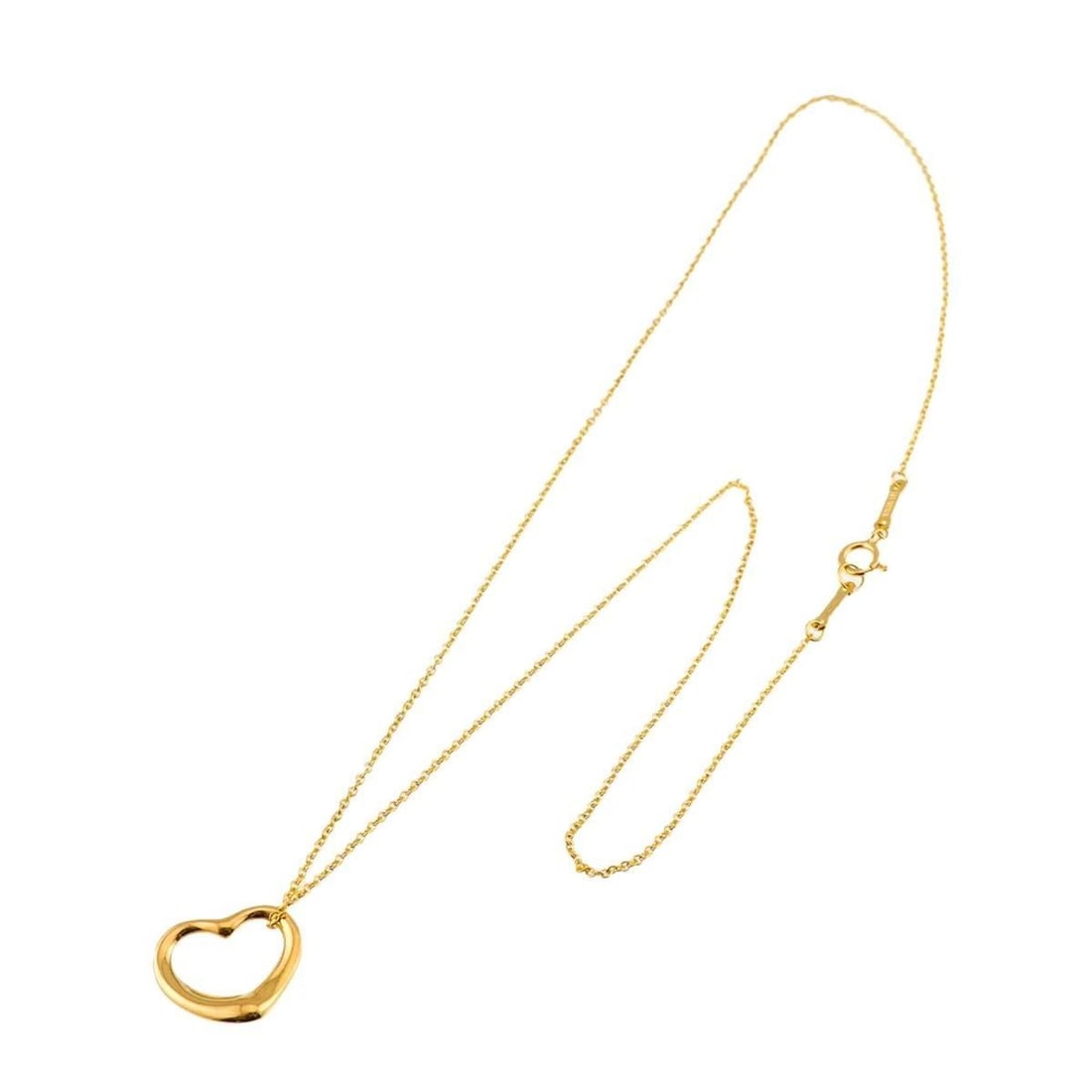 Tiffany & Co. Heart Necklace, 15.5mm wide, 40cm length, 18K YG Yellow Gold 750 Open Necklace: --- Catalog ---Category: SizePendant Size: 13.4mm x 15.5mm / 0.52'' x 0.61''Neck Circumference: 40 cm / 15.74''Category: DesignColor: Yellow goldGender: WomenMaterial: Yellow gold (18K)Necklace Type: 