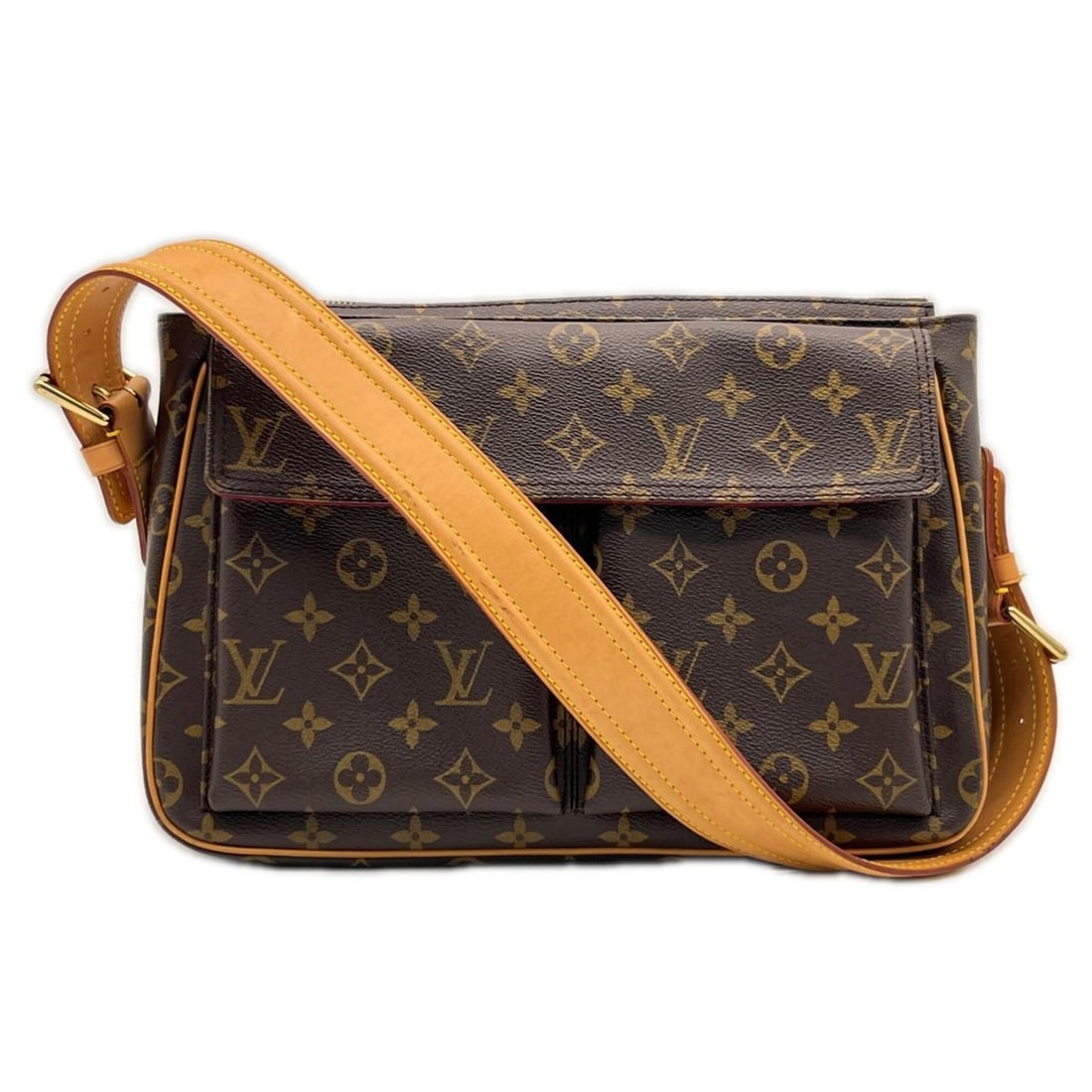 LOUIS VUITTON Monogram Viva Cite GM M51163 Handbag Brown Beige Leather Women's: --- Catalog ---Category: SizeSize (HxWxD): 22cm x 31cm x 10cm / 8.66'' x 12.2'' x 3.93''Category: DesignType: HandbagColor: Beige, BrownGender: WomenMaterial: Coated canvas , Leather Category: General