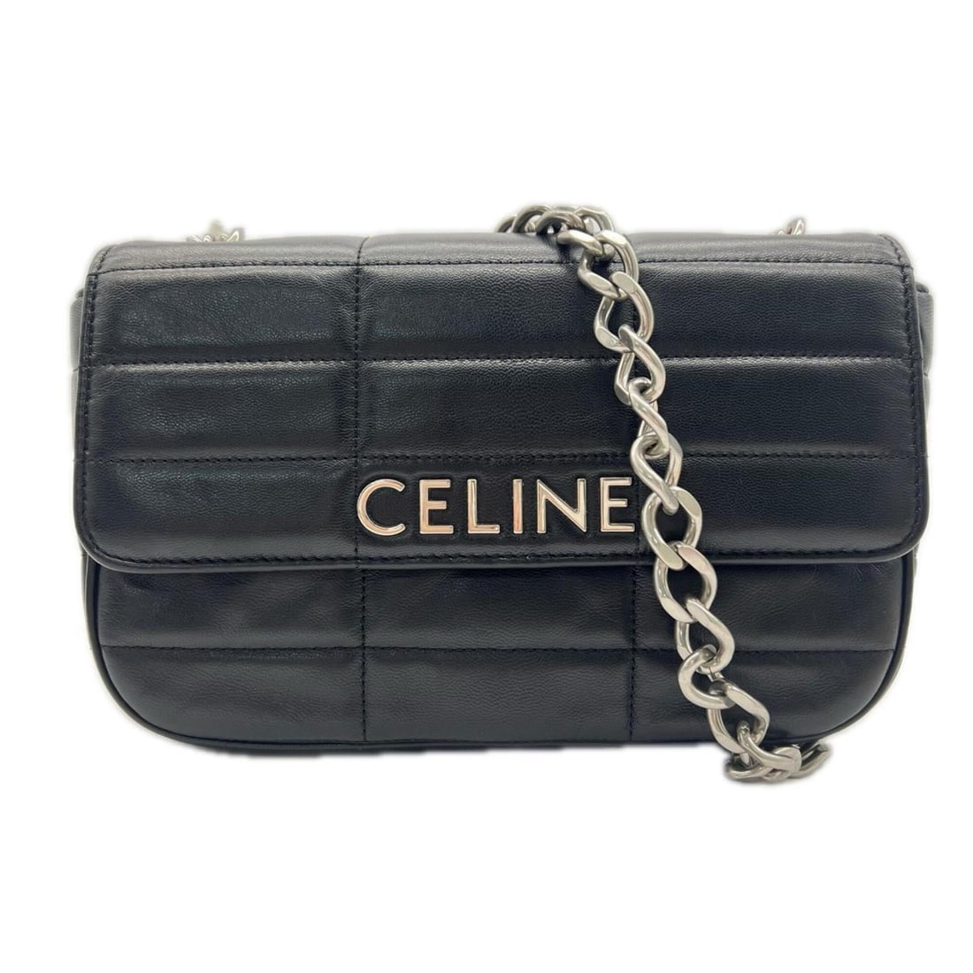 CELINE Calfskin Monochrome Chain Shoulder Bag 111273EYD Black Women's: --- Catalog ---Category: SizeSize (HxWxD): 15cm x 23cm x 5cm / 5.9'' x 9.05'' x 1.96''Category: DesignType: Shoulder bagColor: BlackGender: WomenMaterial: Leather Category: GeneralBrand: Celine---