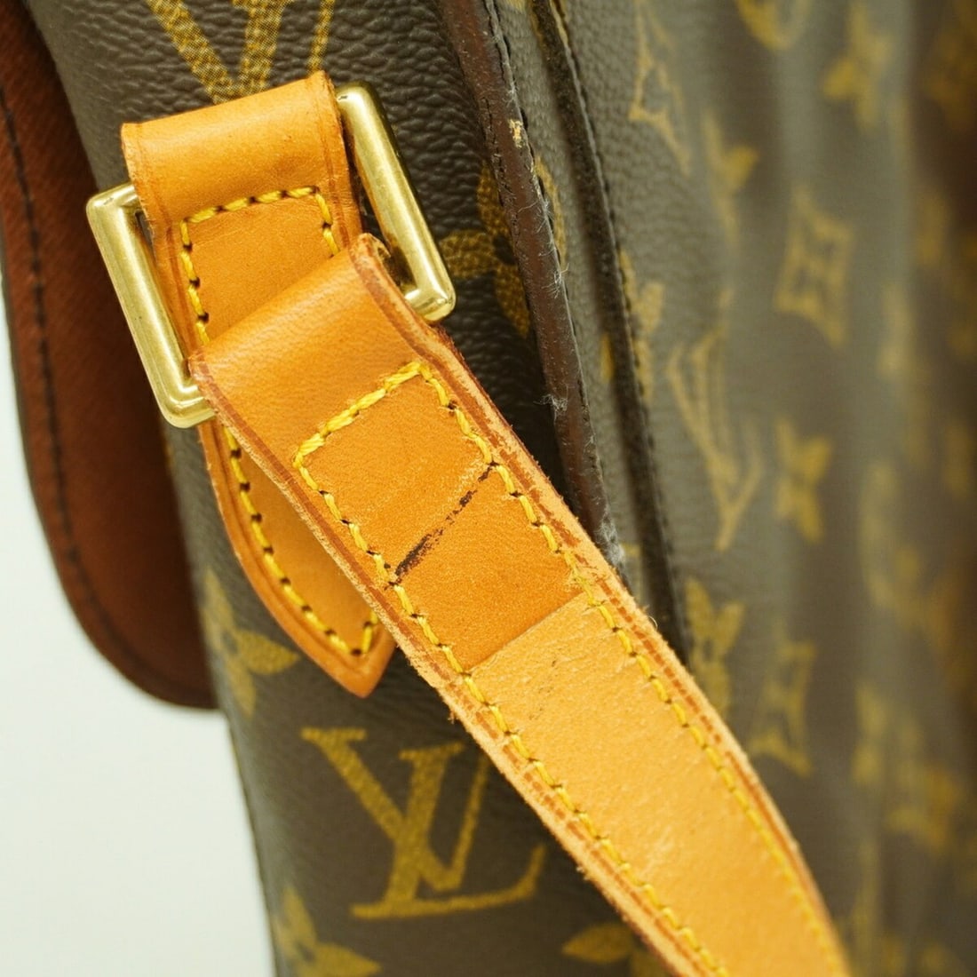 LOUIS VUITTON Shoulder Strap, Damier Pattern, Button Closure, Leather, Brown - 10