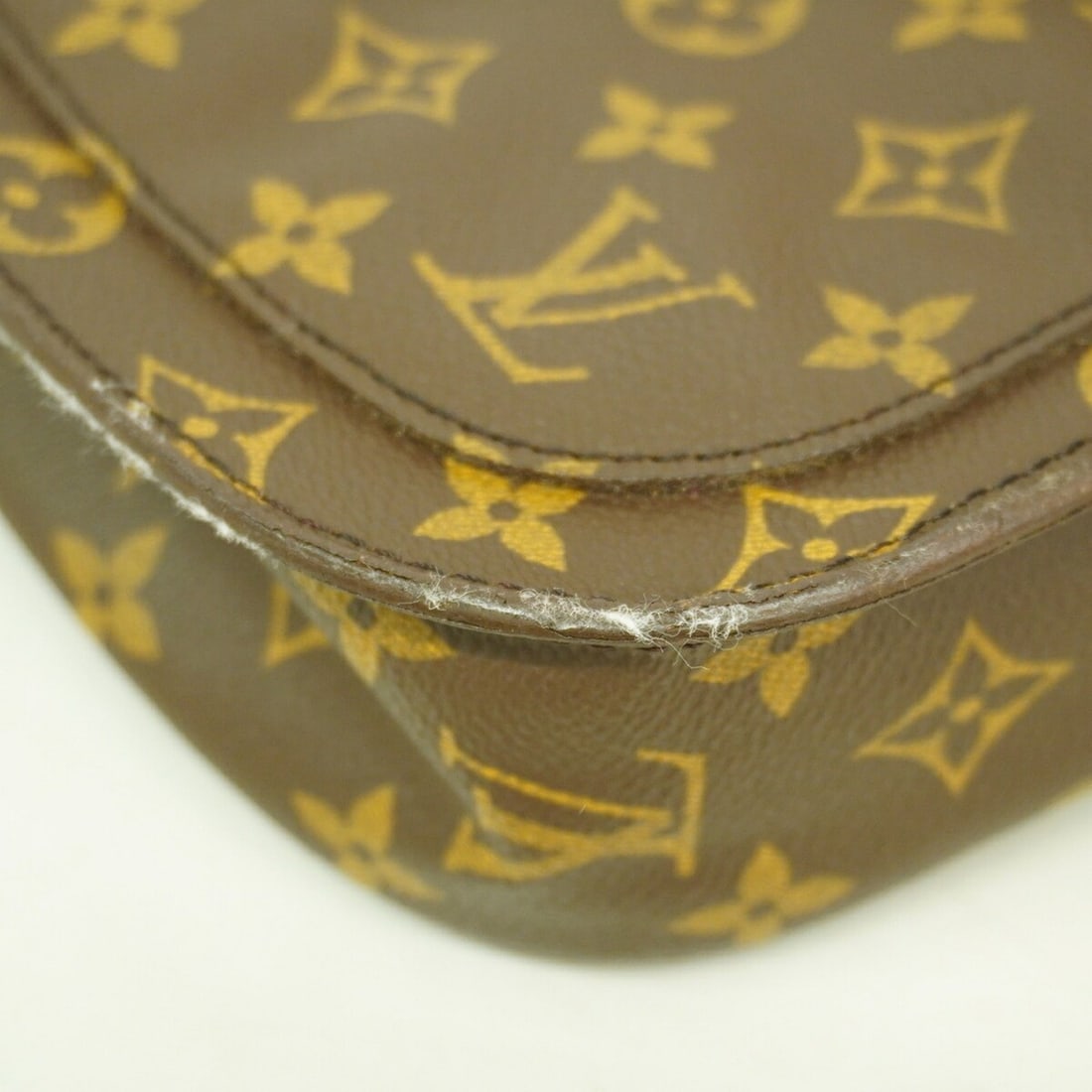 LOUIS VUITTON Shoulder Strap, Damier Pattern, Button Closure, Leather, Brown - 6