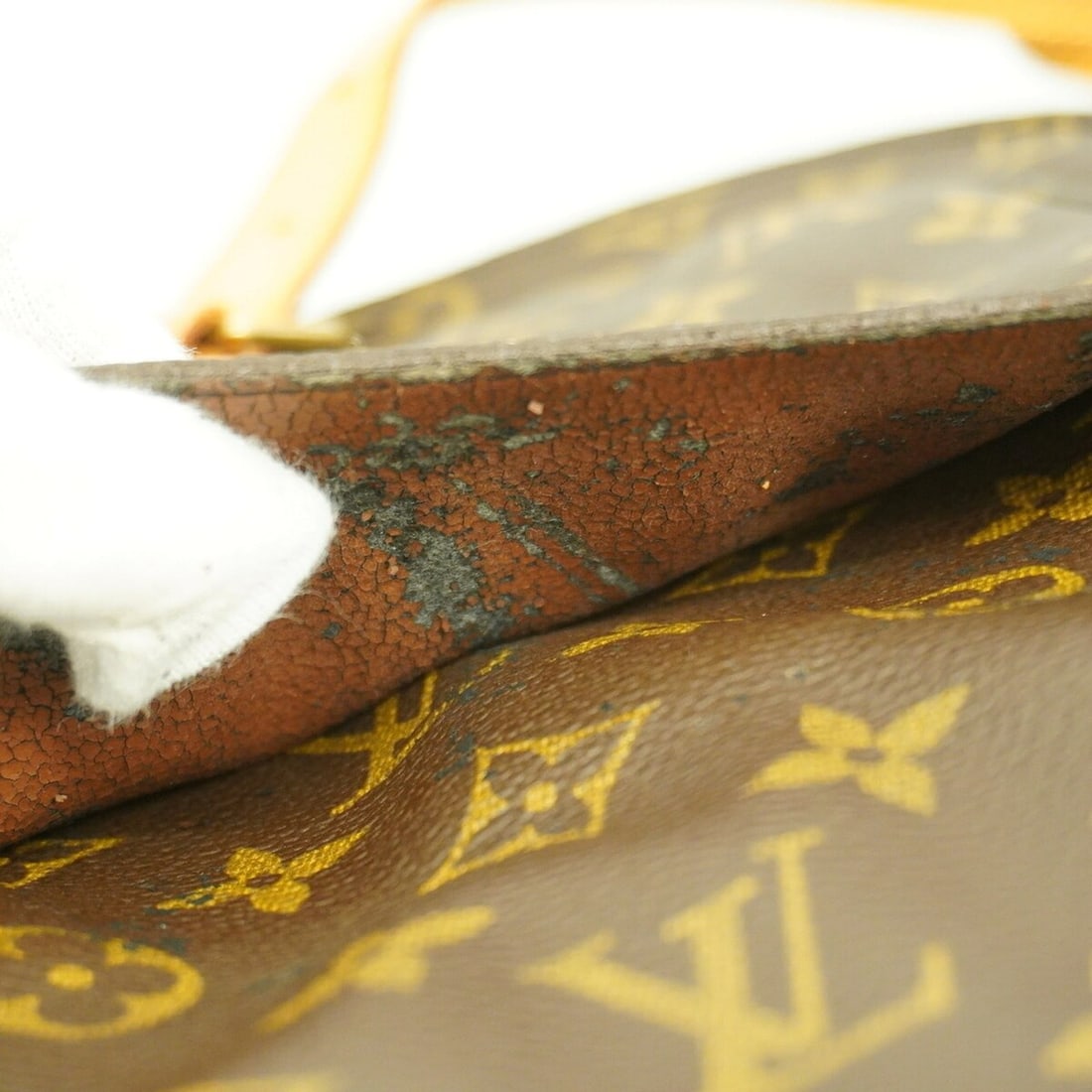 LOUIS VUITTON Shoulder Strap, Damier Pattern, Button Closure, Leather, Brown - 7