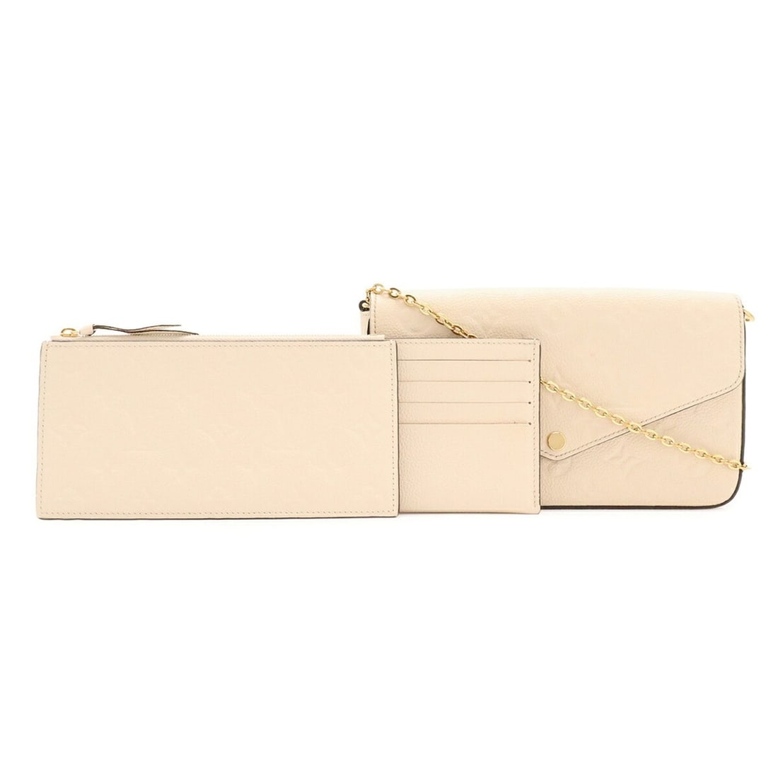 LOUIS VUITTON Louis Vuitton Monogram Empreinte Pochette Felicie Felice Shoulder Clutch Cream Beige: --- Catalog ---Category: SizeSize (HxWxD): 13cm x 21.5cm x 3cm / 5.11'' x 8.46'' x 1.18''Category: DesignType: Clutch bag, Pochette, Shoulder bagColor: CreamGender: WomenMaterial: Leather Category: Ge