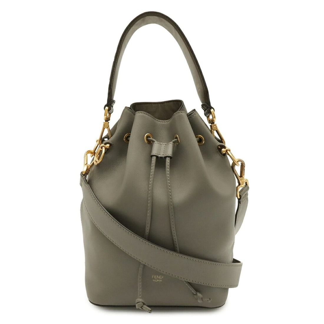 FENDI Montresor FF Zucca Bucket Bag Shoulder Handbag Leather Gray Brown 8BT298: --- Catalog ---Category: SizeSize (HxWxD): 25cm x 17cm x 15cm / 9.84'' x 6.69'' x 5.9''Category: DesignType: Handbag, Shoulder bagColor: Brown, GrayGender: WomenMaterial: Leather Category: GeneralBran