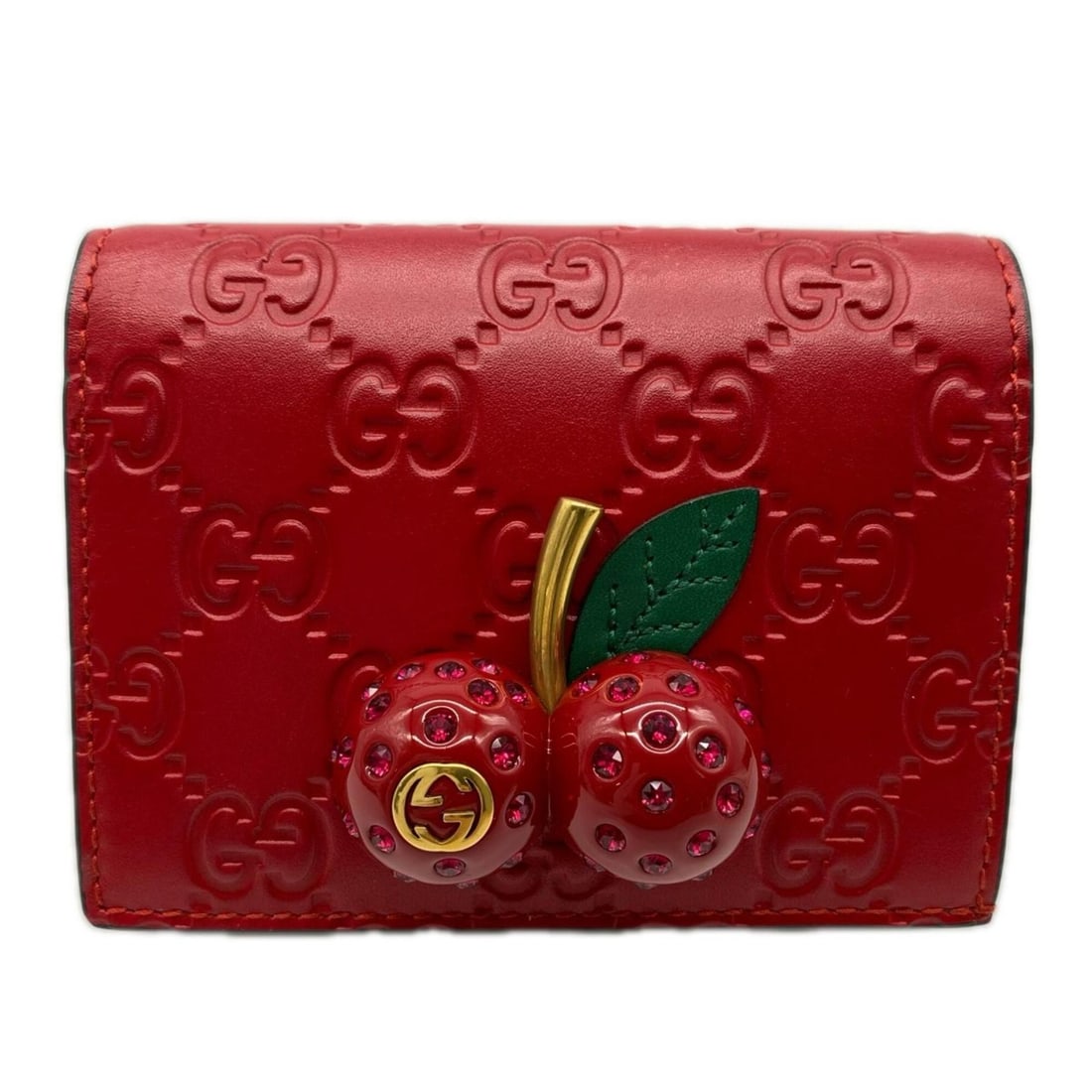 GUCCI GG Supreme Cherry Compact Wallet 476050 Bi-fold Red Green Leather Women's: --- Catalog ---Category: SizeSize (HxWxD): 8cm x 11cm x 2cm / 3.14'' x 4.33'' x 0.78''Category: DesignType: Wallet (bi-fold)Color: Green, Red colorGender: WomenMaterial: Leather Category: GeneralLine: