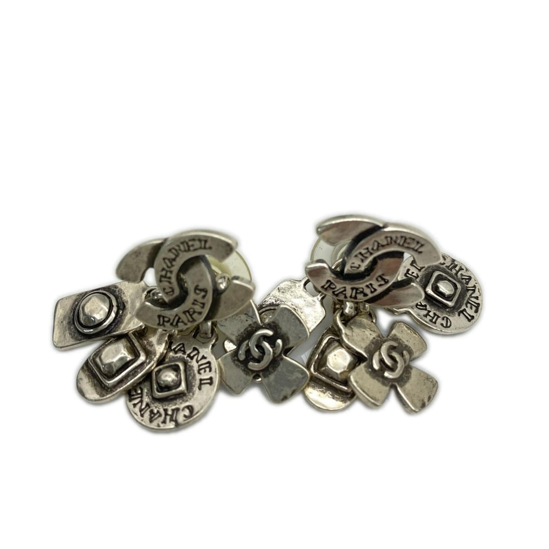 CHANEL Coco Mark Charm Earrings 99A Silver SP Women's (1 of 14)