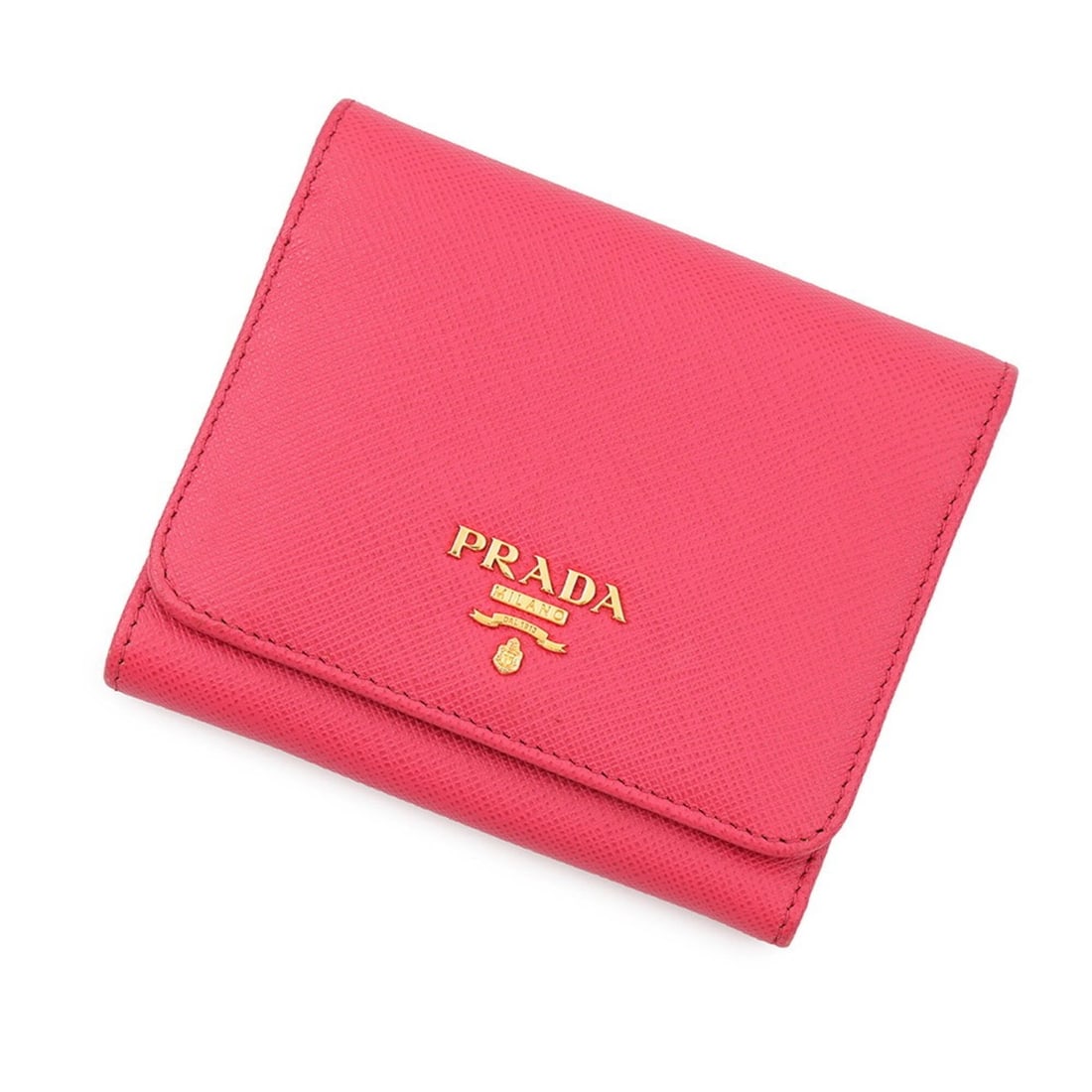 Prada Tri-fold Wallet Compact 1MH176 PRADA WALLET: --- Catalog ---Category: SizeSize (HxWxD): 10cm x 11cm / 3.93'' x 4.33''Category: DesignType: Wallet (tri-fold)Color: PinkGender: WomenMaterial: Leather Category: GeneralMPN: 1MH176Brand: PradaCountry