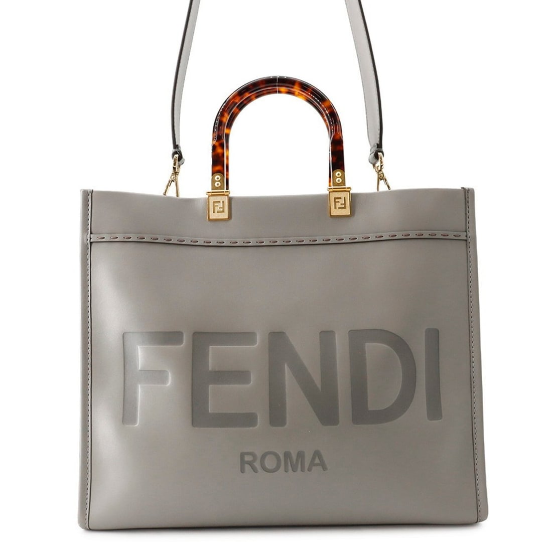 Fendi Sunshine Medium Leather Tote Bag 8BH386 FENDI 2-way Shoulder Handbag: --- Catalog ---Category: SizeSize (HxWxD): 31cm x 35.5cm x 15.5cm / 12.2'' x 13.97'' x 6.1''Category: DesignType: Handbag, Shoulder bag, Tote bagColor: GrayGender: WomenMaterial: Leather Outer Pocket: