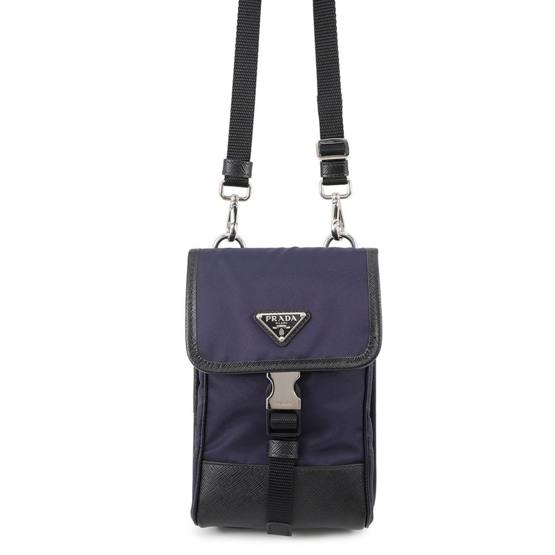 Prada Shoulder Bag Triangle Canvas Leather 2ZH109 PRADA Handbag: --- Catalog ---Category: SizeSize (HxWxD): 18.5cm x 11.5cm x 2.5cm / 7.28'' x 4.52'' x 0.98''Category: DesignType: Handbag, Shoulder bagColor: Black, NavyGender: WomenMaterial: Canvas , Leather Catego