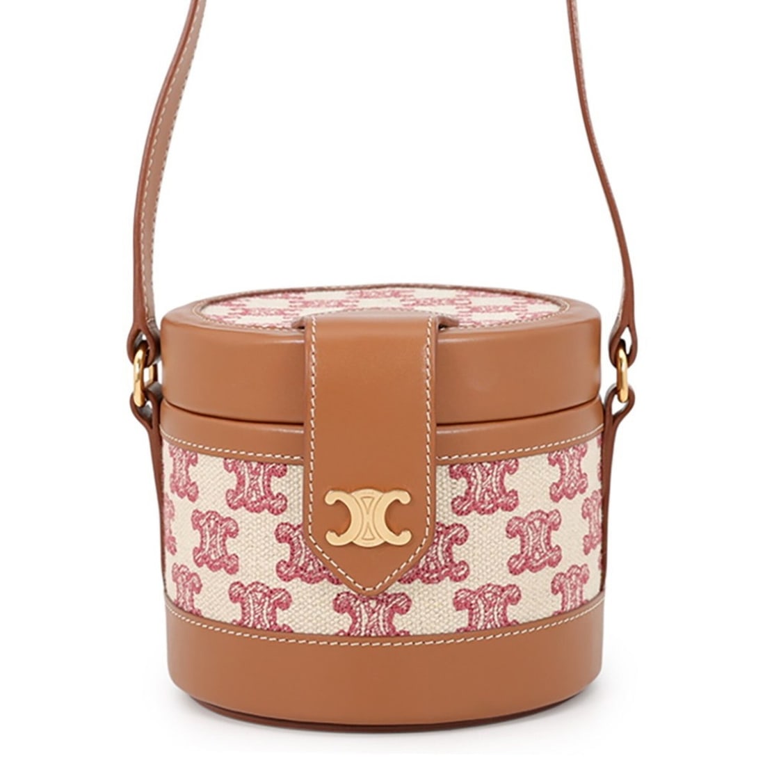 Celine shoulder bag Triomphe Tambour Small CELINE handbag women's: --- Catalog ---Category: SizeSize (HxWxD): 11cm x 13.5cm x 13.5cm / 4.33'' x 5.31'' x 5.31''Category: DesignType: Handbag, Shoulder bagColor: Beige, Brown, Red colorGender: WomenMaterial: Leather , Ca