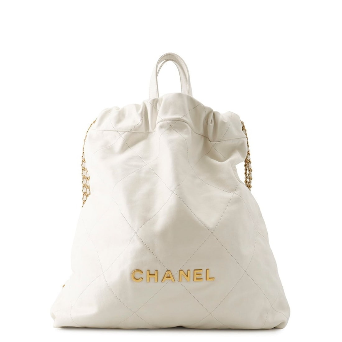Chanel Backpack, 22 Large, Shiny Calf Leather AS3313, CHANEL Handbag, White, Women's: --- Catalog ---Category: SizeSize (HxWxD): 40cm x 34.5cm x 8cm / 15.74'' x 13.58'' x 3.14''Category: DesignType: HandbagColor: WhiteGender: WomenMaterial: Leather Category: GeneralMPN: AS3313Brand: Ch