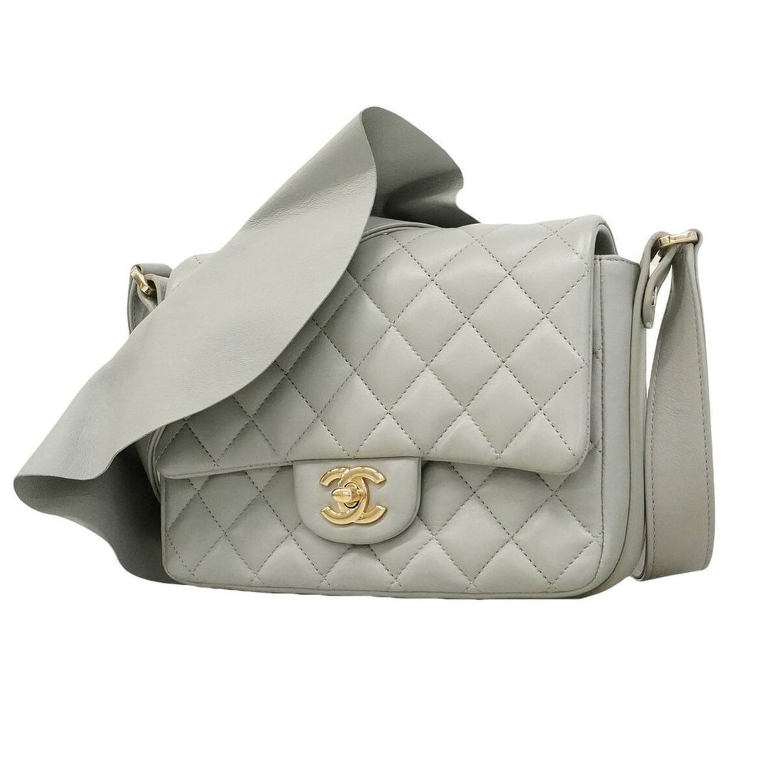 Chanel Matelassé Lambskin Shoulder Bag, Grey Champagne, Women's, P3440204 (1 of 11)