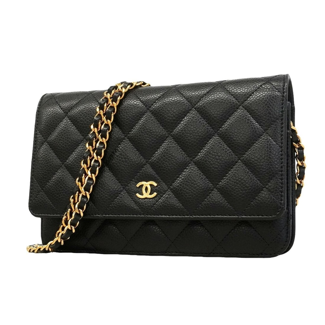 Chanel Matelassé Chain Shoulder Wallet, Caviar Leather, Black, Women's, P3433091: --- Catalog ---Category: SizeSize (HxWxD): 13cm x 19.5cm x 5cm / 5.11'' x 7.67'' x 1.96''Category: DesignType: Chain/Shoulder walletColor: BlackGender: WomenMaterial: Grained Calfskin Category: Genera