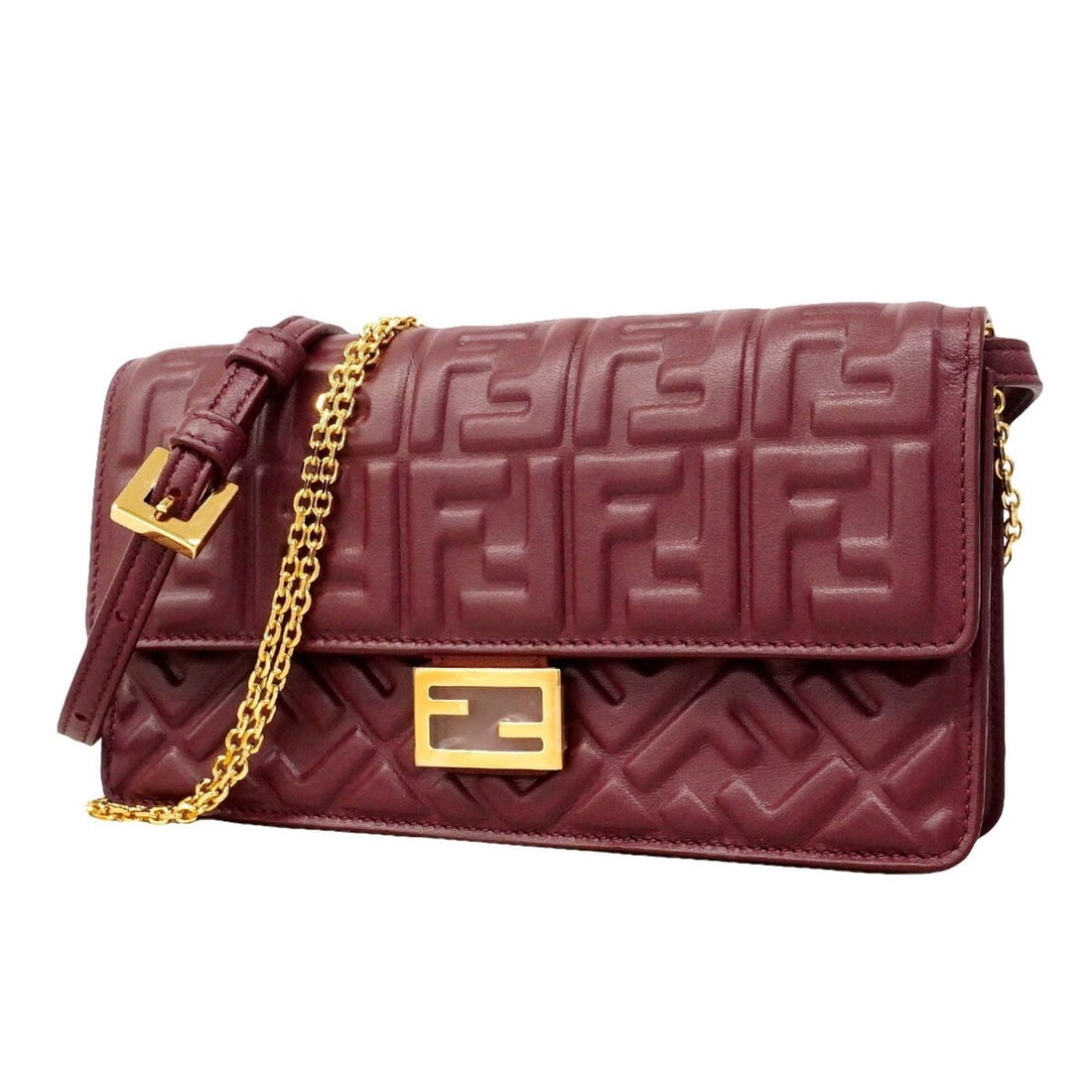 Fendi Shoulder Bag, Leather, Bordeaux, Women's, OP018304: --- Catalog ---Category: SizeSize (HxWxD): 13cm x 21cm x 5cm / 5.11'' x 8.26'' x 1.96''Category: DesignType: Shoulder bagColor: BordeauxGender: WomenMaterial: Leather Hardware Color: GoldCategory: Gen