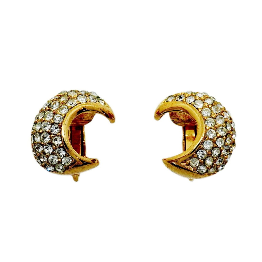 Christian Dior Earrings, Crescent Moon Motif, GP Plated, Rhinestone, Gold, Women's: --- Catalog ---Category: SizeSize (HxWxD): 16.30mm x 15.00mm / 0.64'' x 0.59''Category: DesignType: Clip earringsColor: GoldGender: WomenMaterial: Gold plating, RhinestoneCategory: GeneralBrand: Chris
