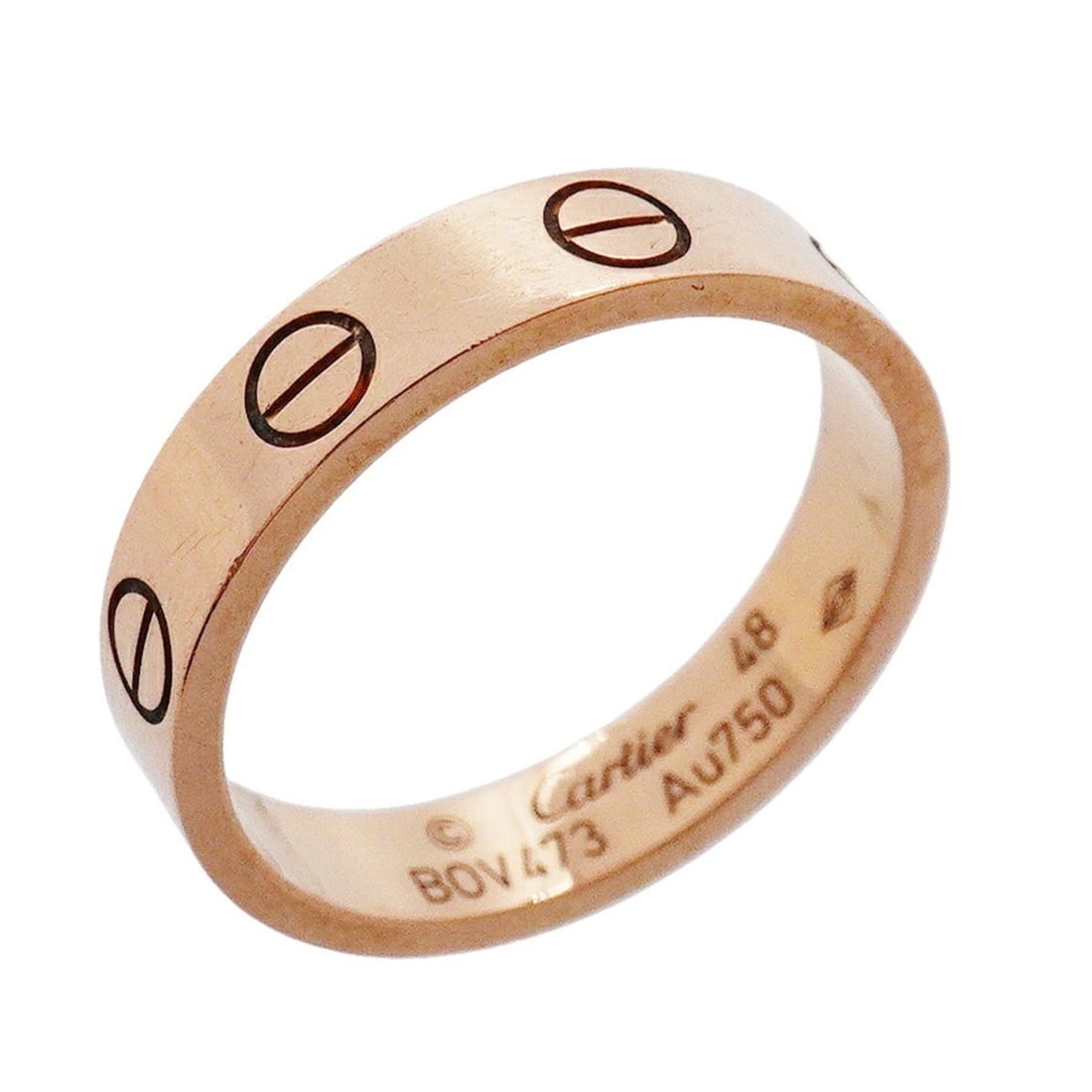 Cartier Mini Love Ring, 18K Pink Gold, Size 48, Women's: --- Catalog ---Category: SizeUS Size: 4.5Brand Size: 48Category: DesignType: Band ringGender: WomenMaterial: Pink gold (18K)Category: GeneralBrand: Cartier--- Item List ---Section: ConditionRanking: R