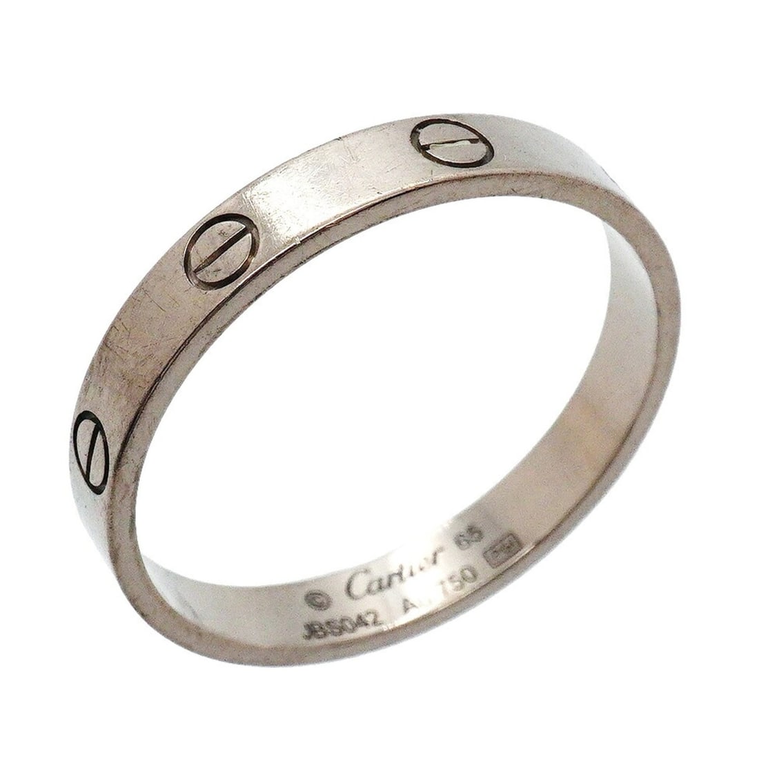 Cartier Mini Love Ring, 18K White Gold, Size 65, Men's: --- Catalog ---Category: SizeUS Size: 12Brand Size: 65Category: DesignType: Band ringGender: MenMaterial: White gold (18K)Category: GeneralBrand: Cartier--- Item List ---Section: ConditionRanking: Ran