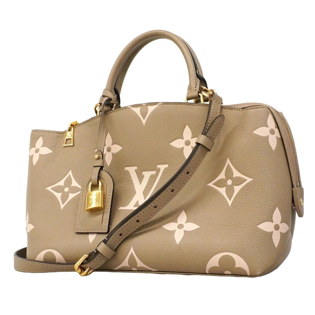Louis Vuitton Monogram Empreinte Petit Palais PM Handbag M58914 Tourterelle Crème 2-way bag for: --- Catalog ---Category: SizeSize (HxWxD): 21cm x 29.5cm x 12cm / 8.26'' x 11.61'' x 4.72''Category: DesignType: HandbagColor: Cream, TourterelleGender: WomenCategory: GeneralMPN: M58914Brand: Louis V