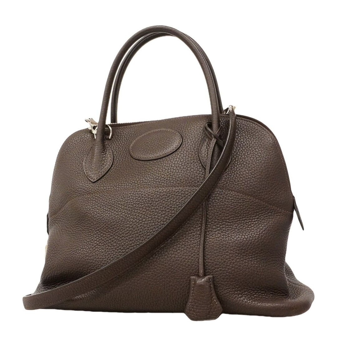 Hermes Bolide 31 handbag, Taurillon Clemence leather, Ebene finish, ?J stamp, 2-way bag for women.: --- Catalog ---Category: SizeSize (HxWxD): 23.5cm x 31cm x 13cm / 9.25'' x 12.2'' x 5.11''Category: DesignType: HandbagColor: BrownGender: WomenMaterial: Taurillon clemence leather Hardware Color: Sil