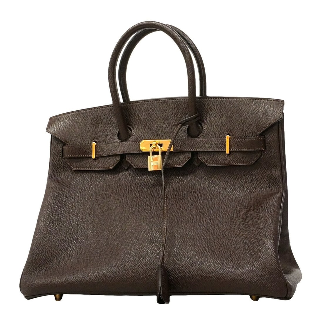 Hermes Birkin 35 Handbag, Veau Epsom Leather, Macassar Stamp, ?H Ladies': --- Catalog ---Category: SizeSize (HxWxD): 28cm x 35cm x 18.5cm / 11.02'' x 13.77'' x 7.28''Category: DesignType: HandbagColor: BrownGender: WomenMaterial: Leather Hardware Color: GoldLeather/Fur Type