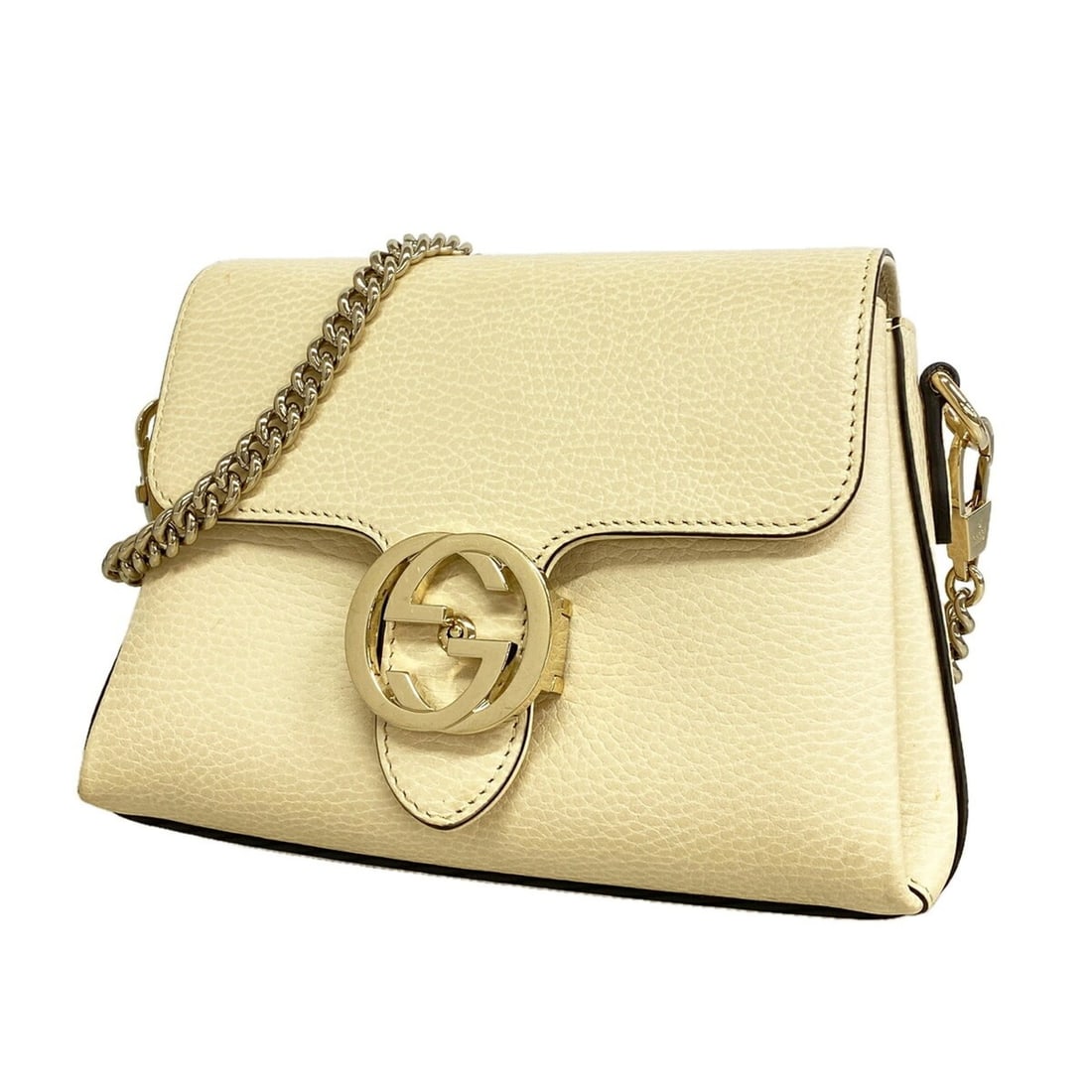 Gucci Interlocking G Shoulder Bag 607720 Leather Ivory Champagne Women's: --- Catalog ---Category: SizeSize (HxWxD): 17cm x 22cm x 8cm / 6.69'' x 8.66'' x 3.14''Category: DesignType: Shoulder bagColor: IvoryGender: WomenMaterial: Leather Category: GeneralMPN: 607720Brand: G