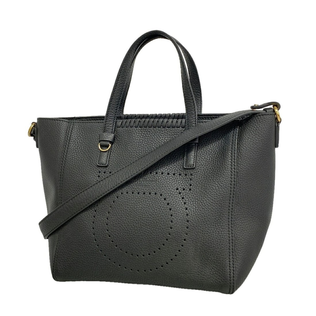 Salvatore Ferragamo Gancini Leather Handbag, Black, 2-way Bag for Women: --- Catalog ---Category: SizeSize (HxWxD): 21cm x 22.5cm x 14cm / 8.26'' x 8.85'' x 5.51''Category: DesignType: HandbagColor: BlackGender: WomenMaterial: Leather Hardware Color: GoldCategory: GeneralB